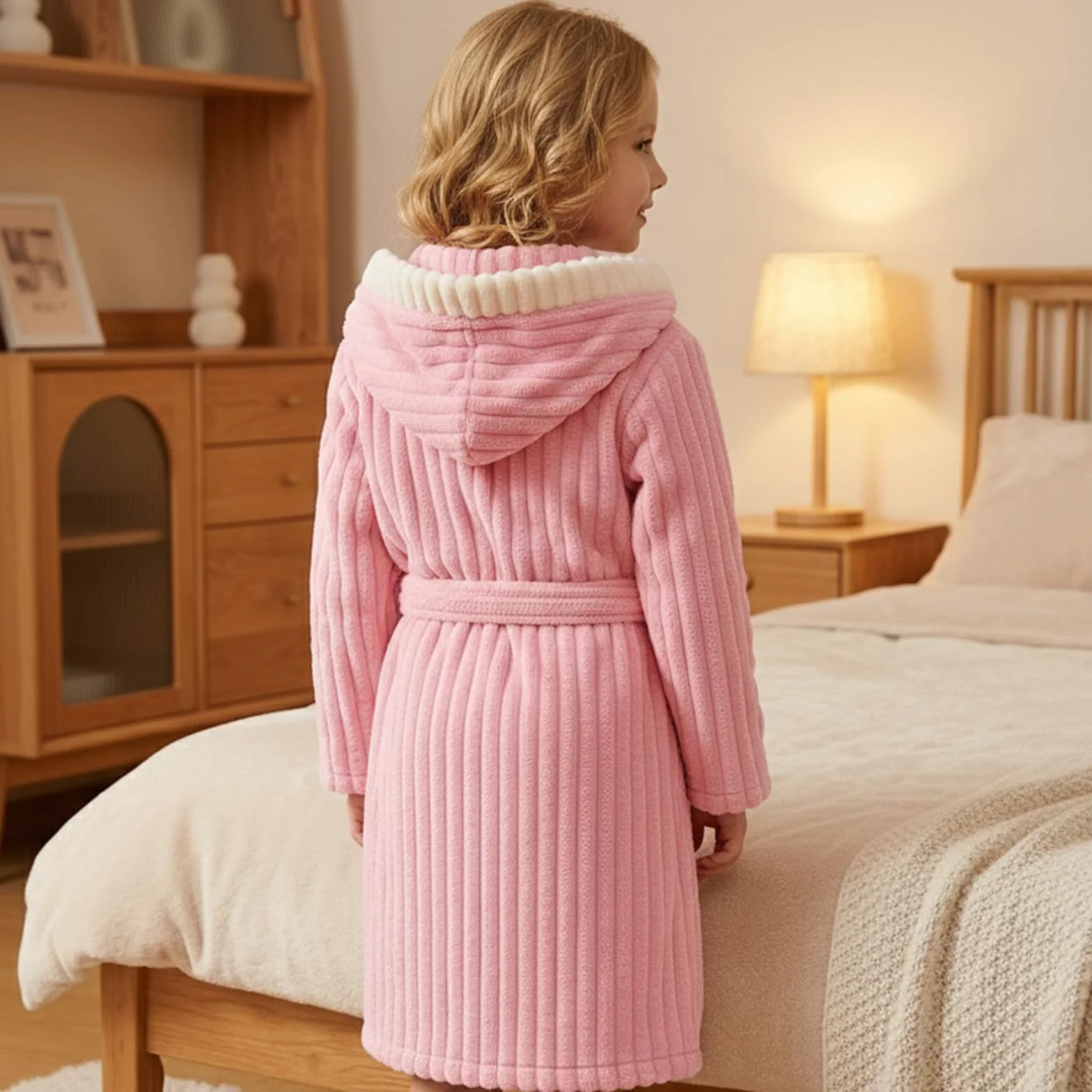 WYTbaby Peignoir à capuche en polaire pour filles Chaud et doux 4-14 ans