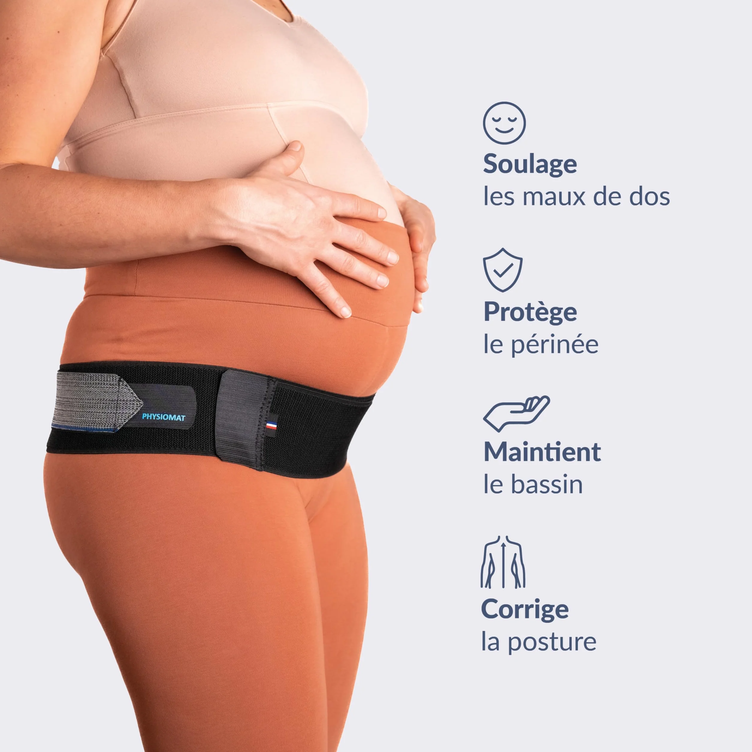 PHYSIOMAT Ceinture Confort Noir Soulage Douleurs Grossesse Post-Partum Sport Hauteur 8cm Tailles 38+