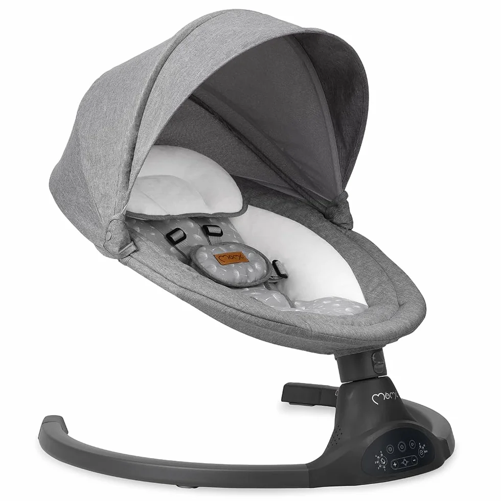 MoMi KENANI Transat balancelle pliable 9 kg télécommande Bluetooth harnais 5 points pare-soleil moustiquaire