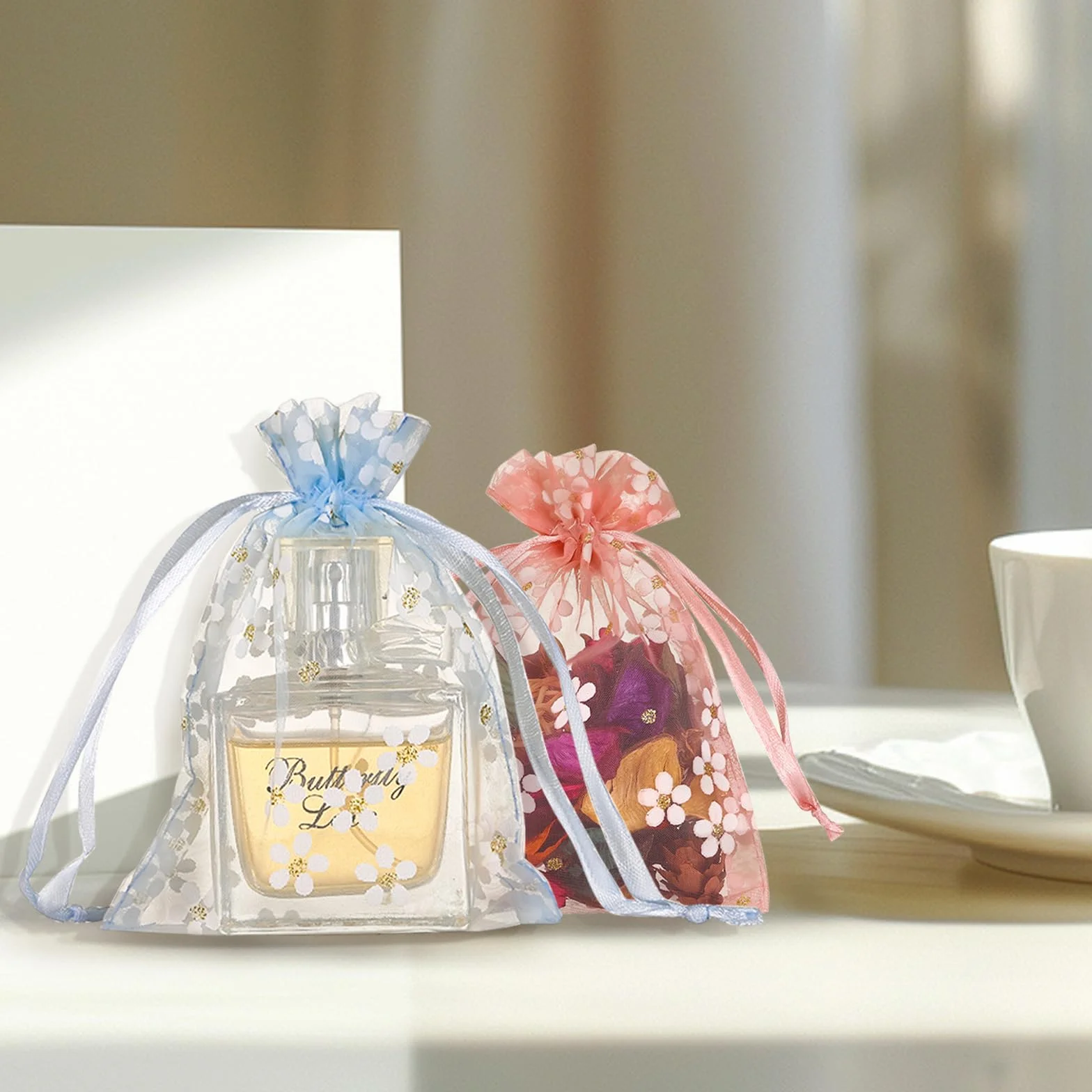 Sachet Organza pour Dragées Lavande Vide 20pcs 10x14cm Pochette Tulle Cadeaux