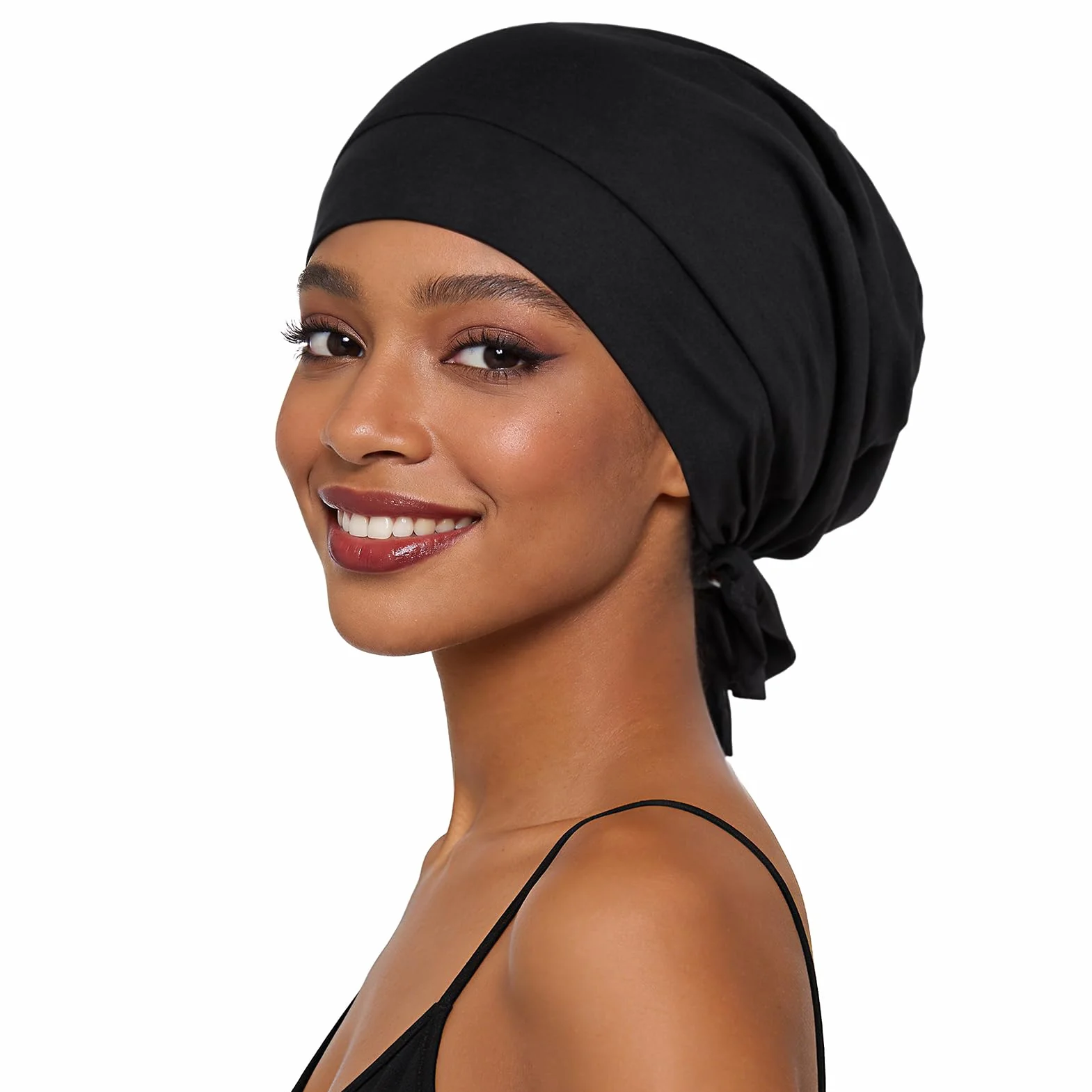Bonnet Satin Cheveux Nuit Réglable Soie Fibre de Bambou Unisexe Dormir Doux Respirant