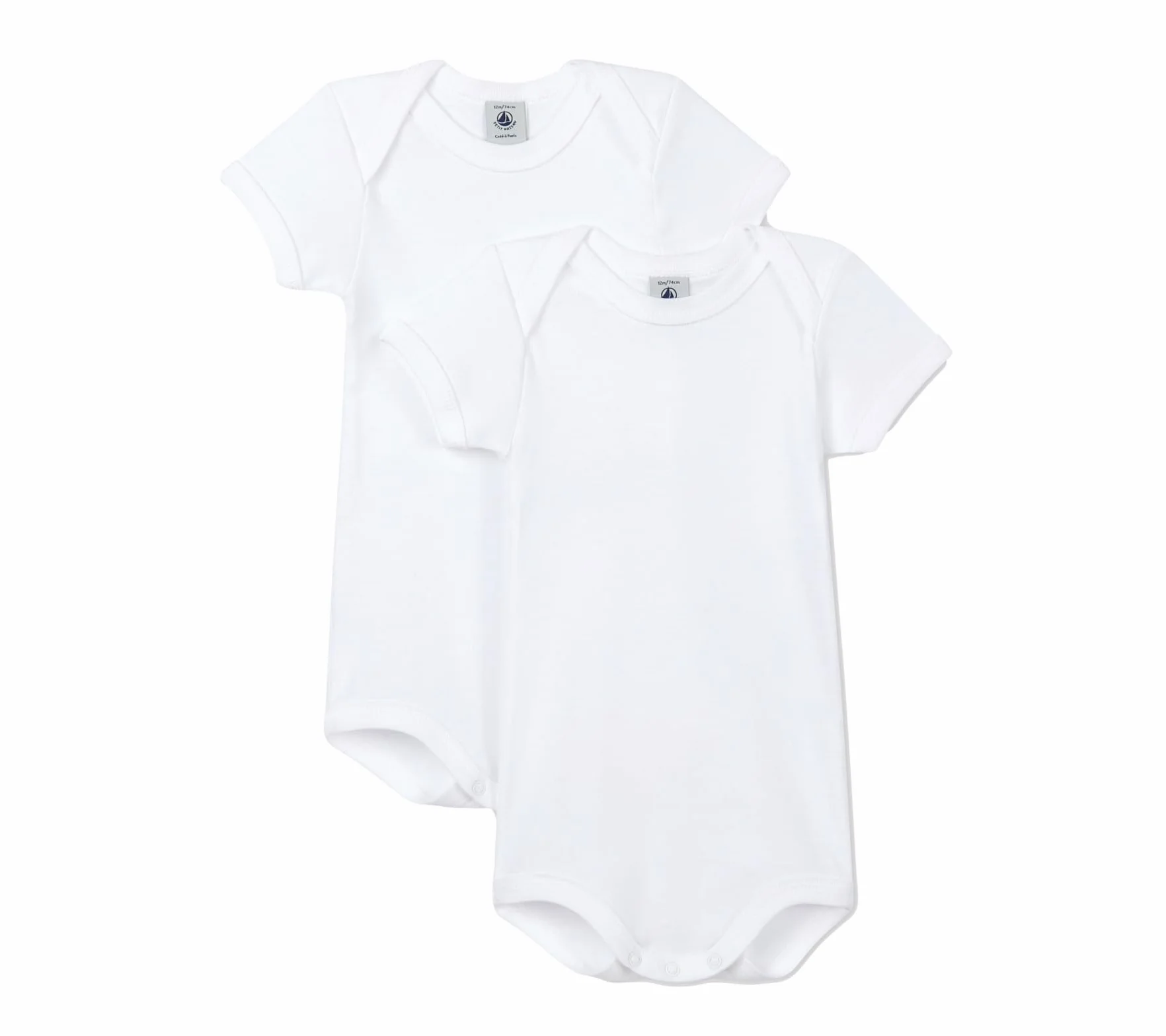 Petit bateau Lot de 2 bodies manches courtes bébé coton