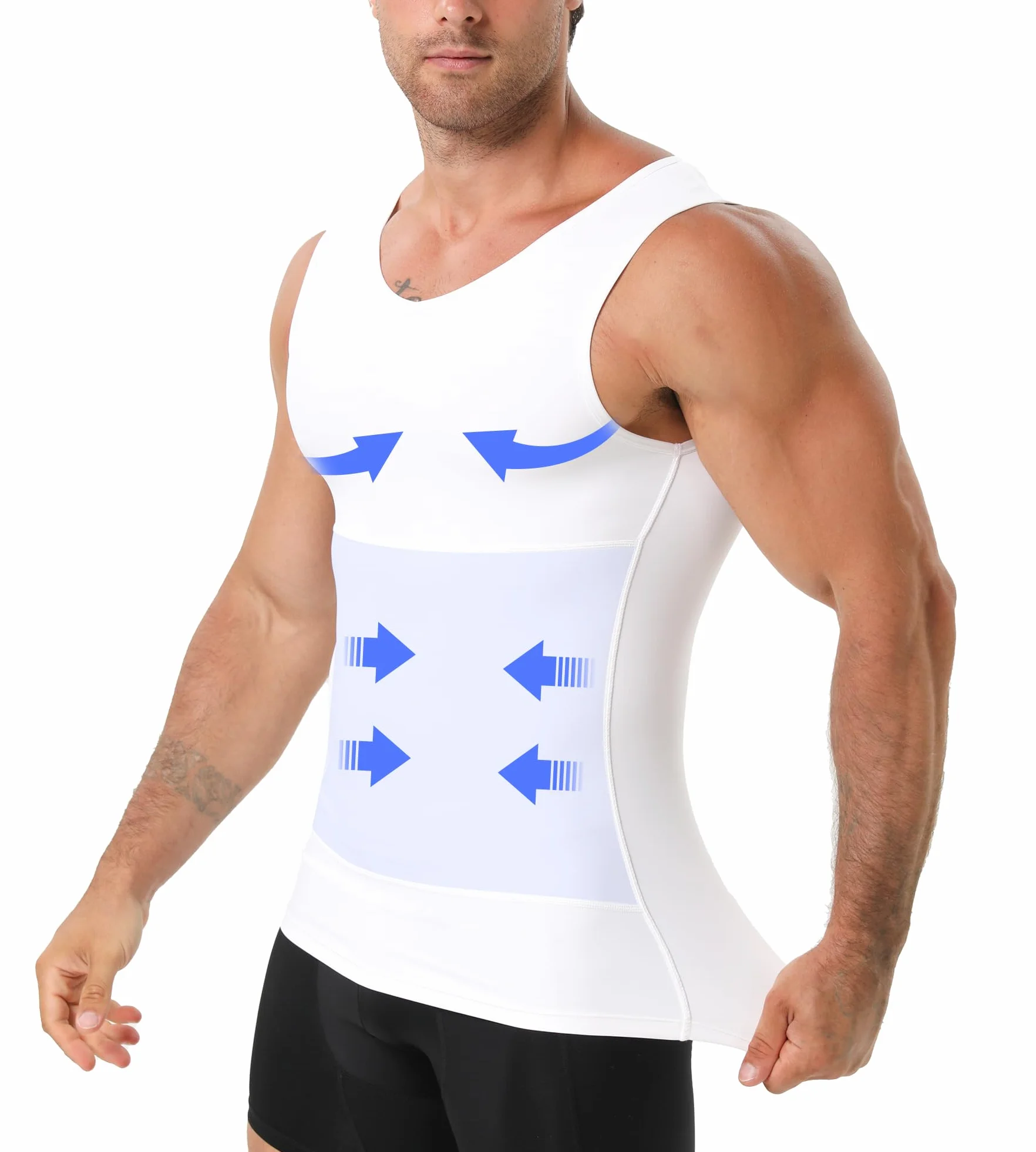 Débardeur de Compression Homme col V Gainant Gynécomastie