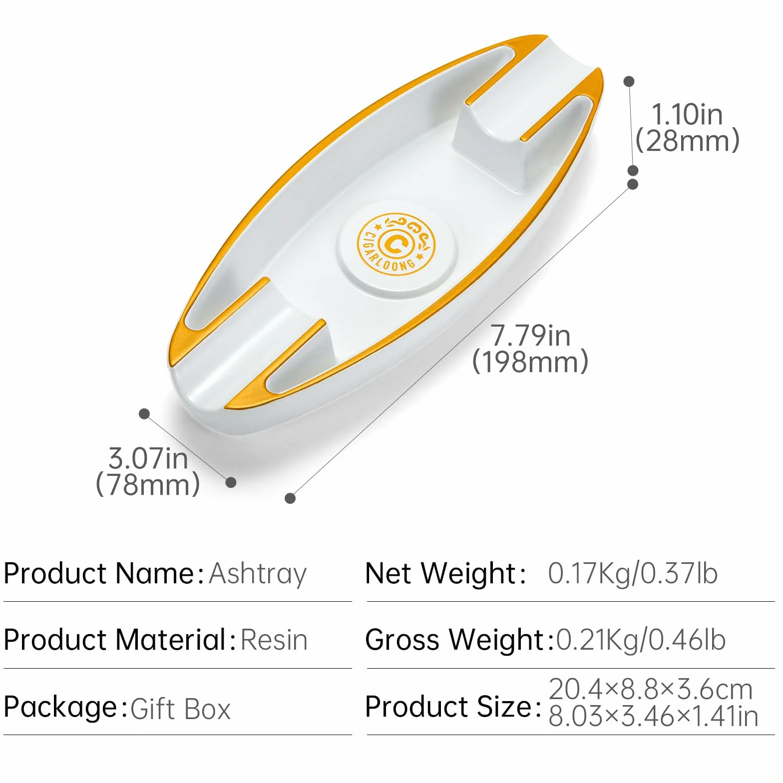 Cendrier à cigares portable 2 fentes voyage intérieur extérieur Blanc