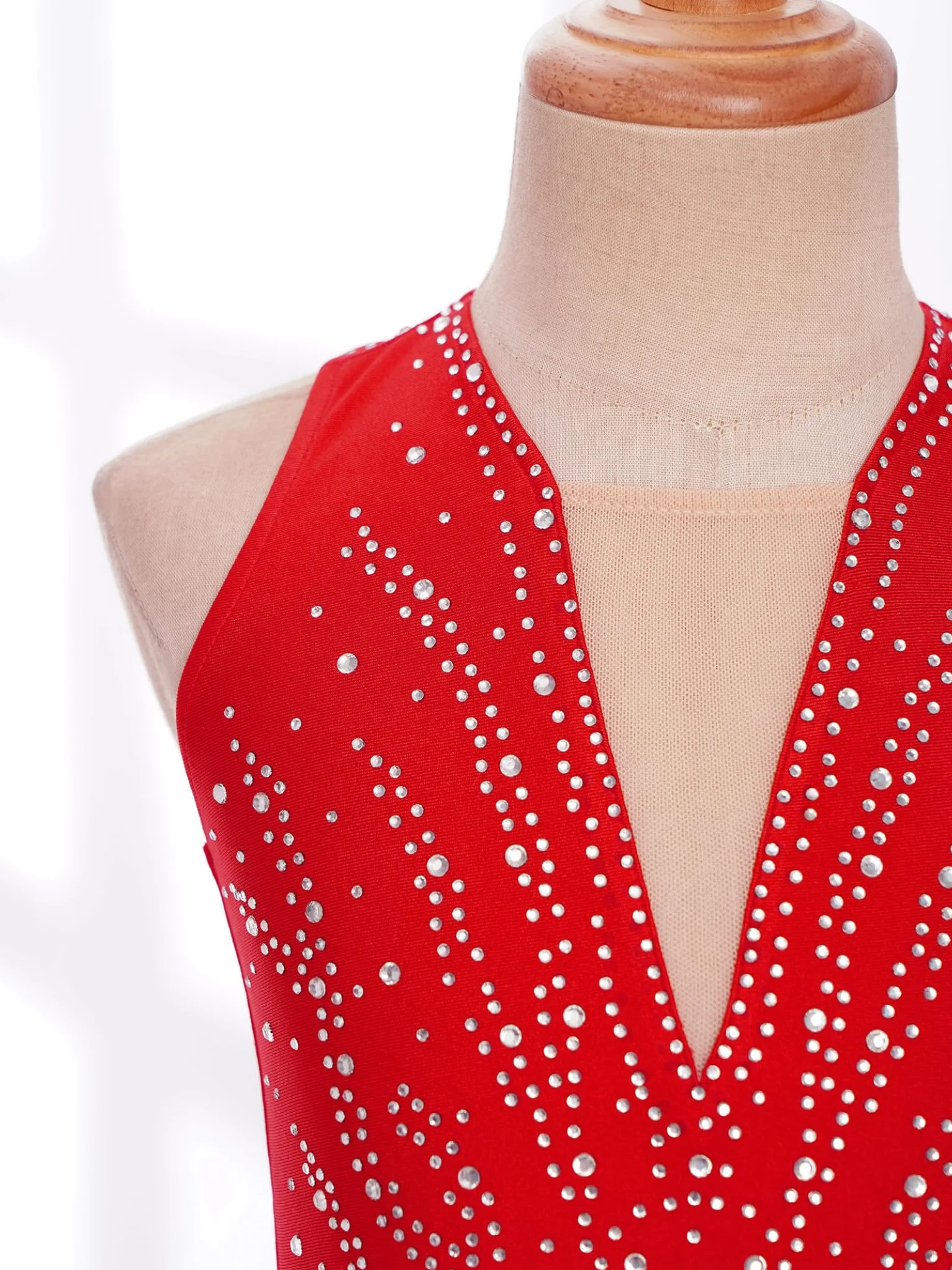Robe Patinage Artistique Strass Justaucorps sans Manches Danse Enfant Fille