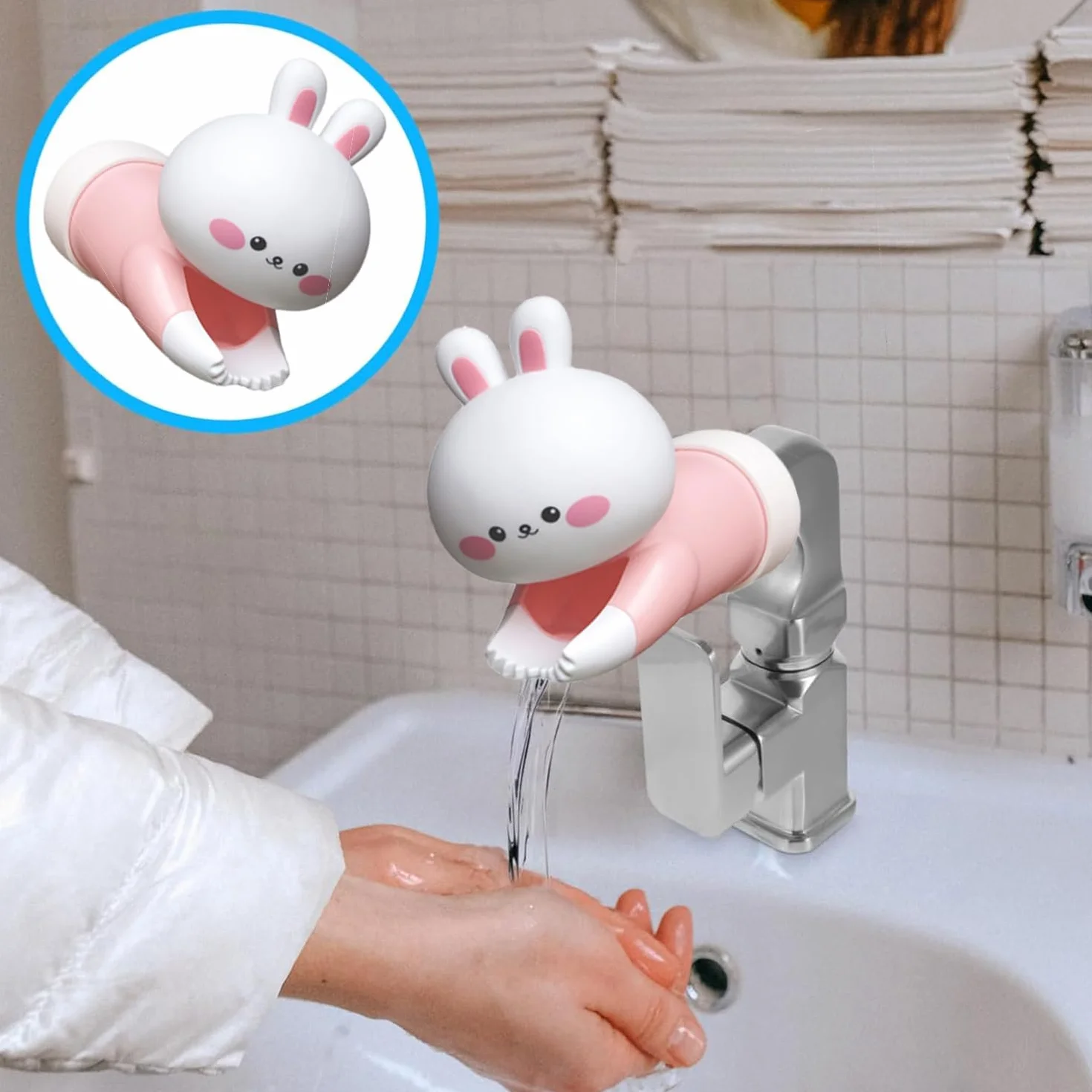 Robinet Extender Enfant, Extension Robinet Baignoire Bébé, Cache Bec de Bain Protection Douche (Rose)