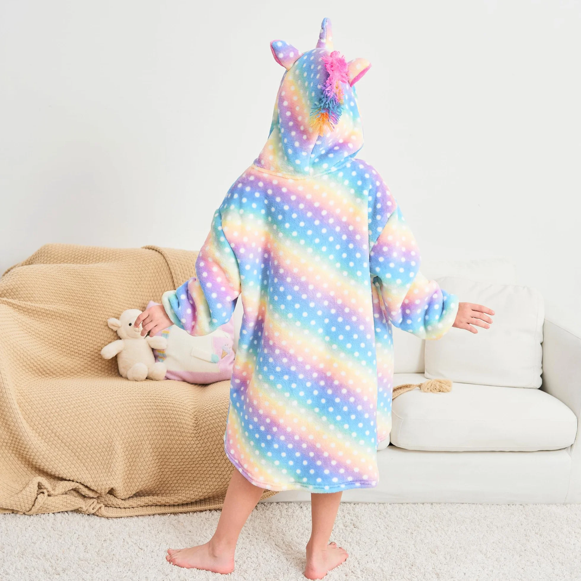 Sweat à Capuche Licorne pour Filles Surdimensionné Enfants