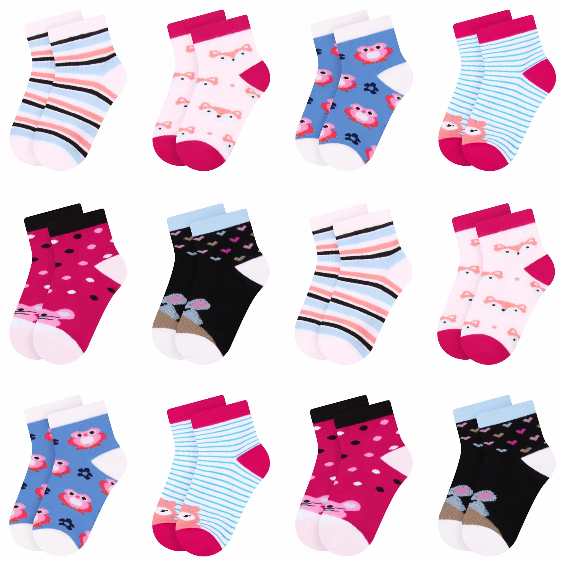 Libella 2108VA Lot de 10 paires chaussettes été amusantes cœurs rayures pois