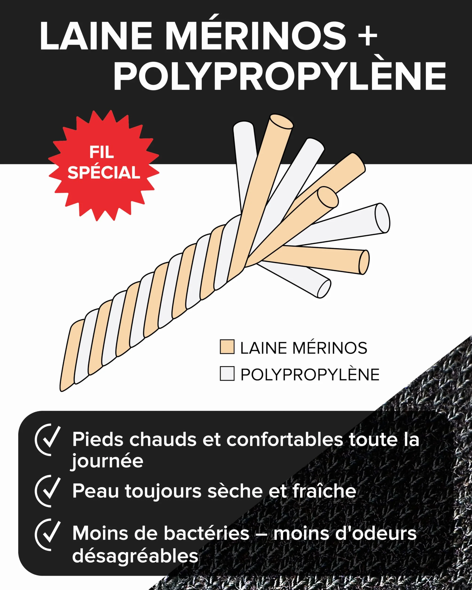 vitsocks Chaussette technique randonnée LAINE MÉRINOS anti-ampoule Homme chaude trekking