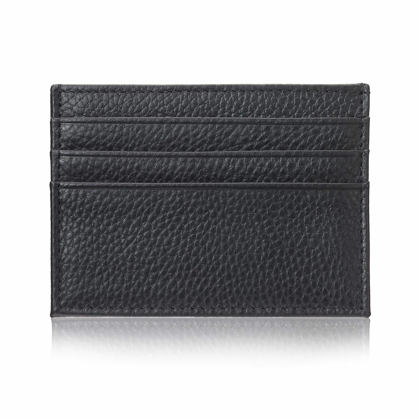 Porte Carte en Cuir de Vachette Véritable 7 Emplacements Carte de Crédit Minimaliste Ultra Plat