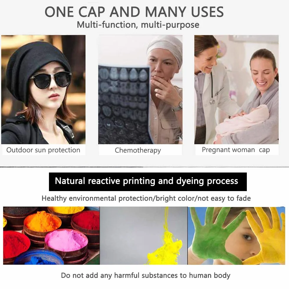 Bonnet Slouchy Cancer Chimio Casquette Coton Turban Chapeau Extensible Musulman Foulard Femmes Hommes