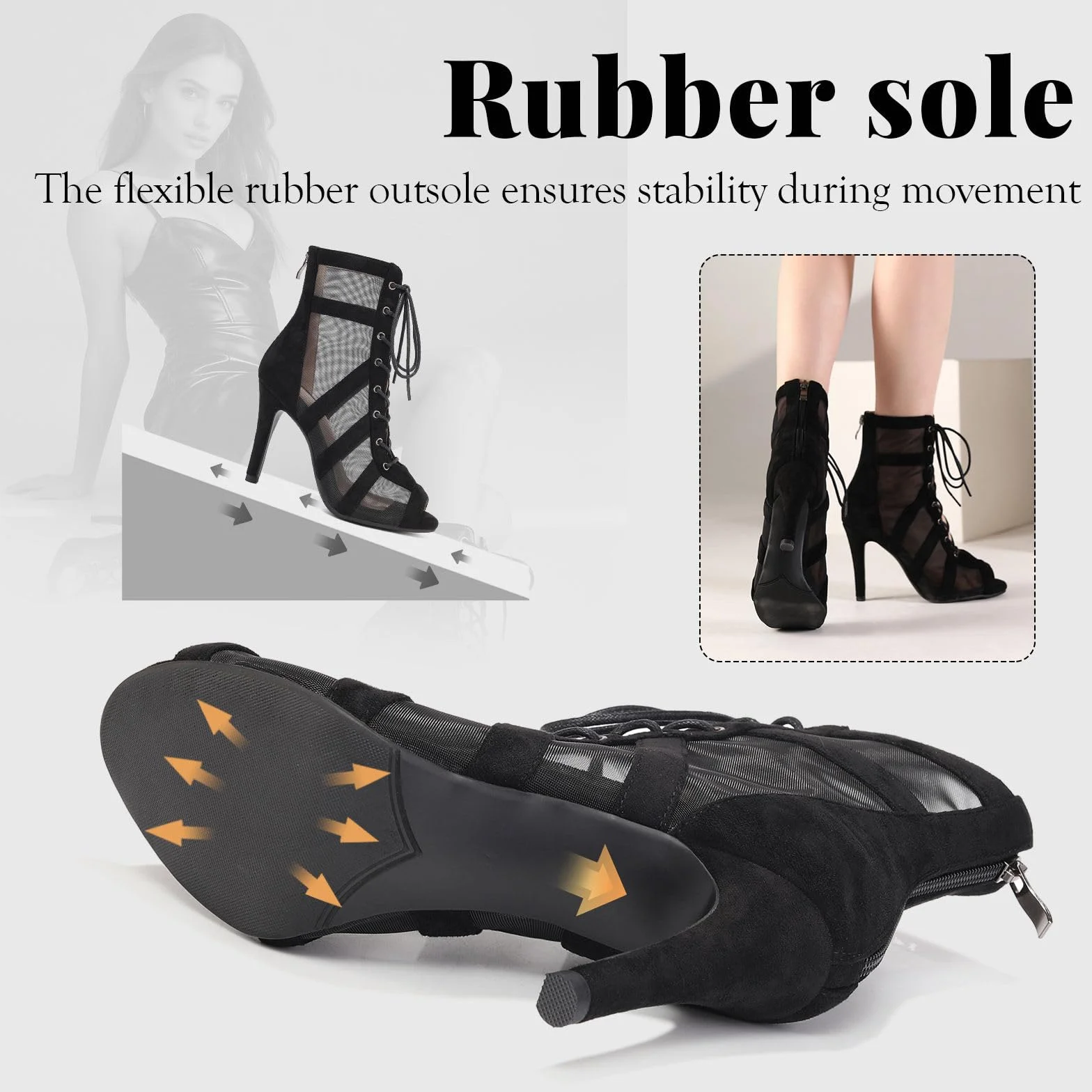 Bottines de Danse Femme Bout Ouvert Salsa Bachata Tango Performance