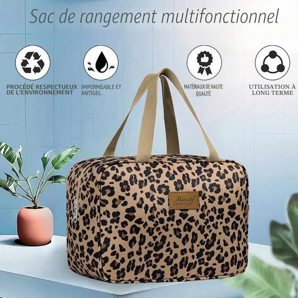 Aucuu Trousse de Toilette Femme Grande Sac de Maquillage Floral étanche Portable Voyage