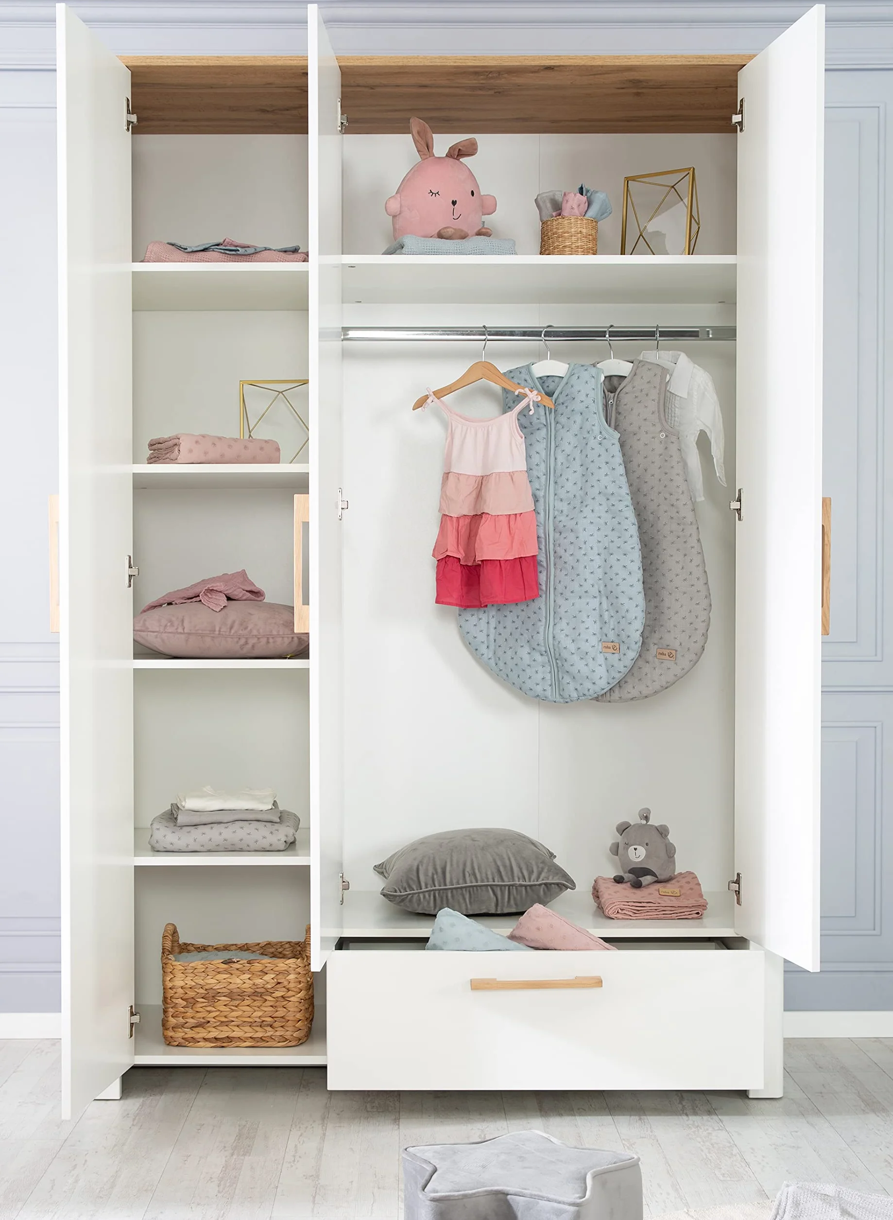 roba Armoire 3 Portes Blanc Chêne Artisanal 200 x 138,5 x 54 cm