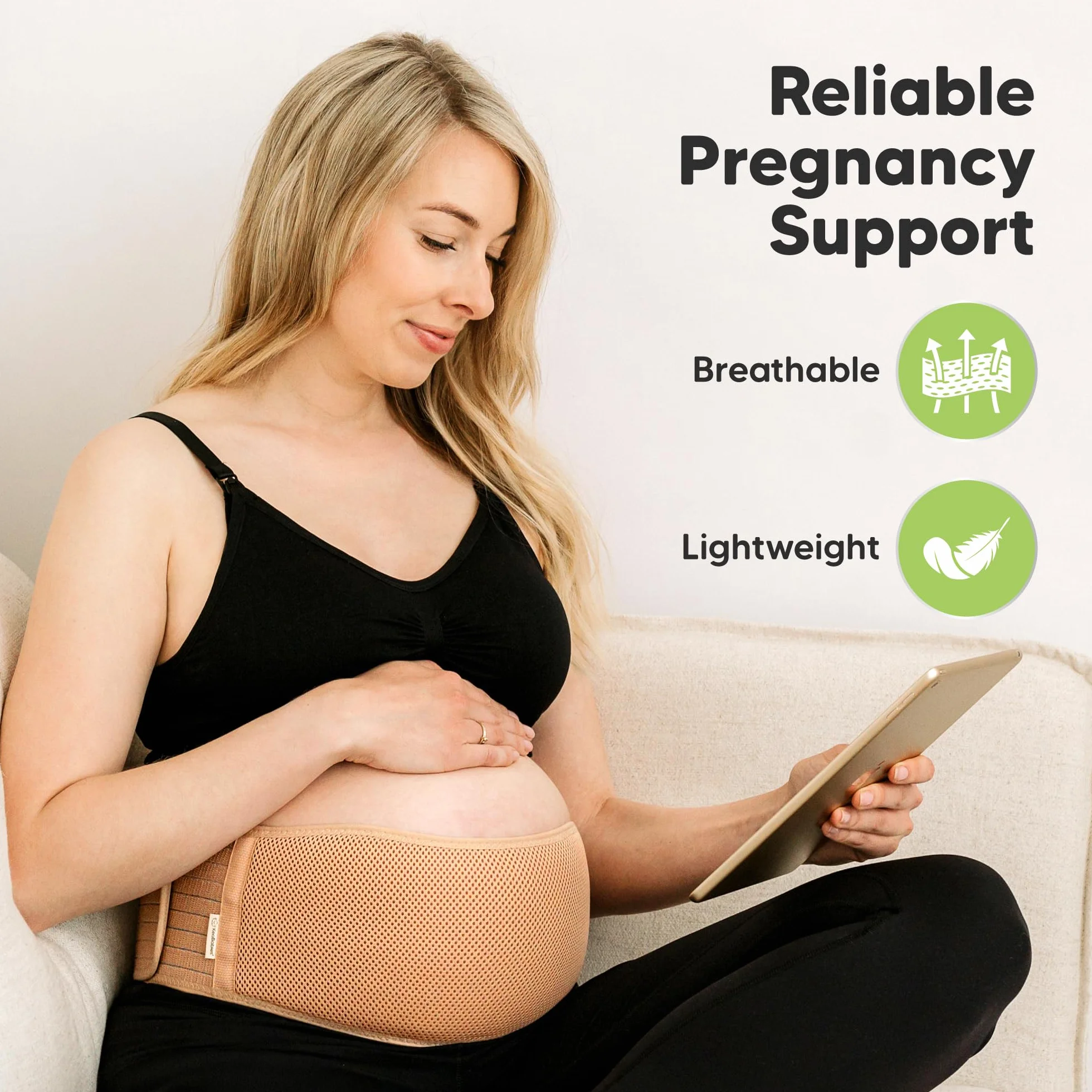 KeaBabies Bande De Ventre De Maternité Grossesse Ceinture Maintien Ventre Douce Respirante Soutien Pelvien Classic Ivory M/L