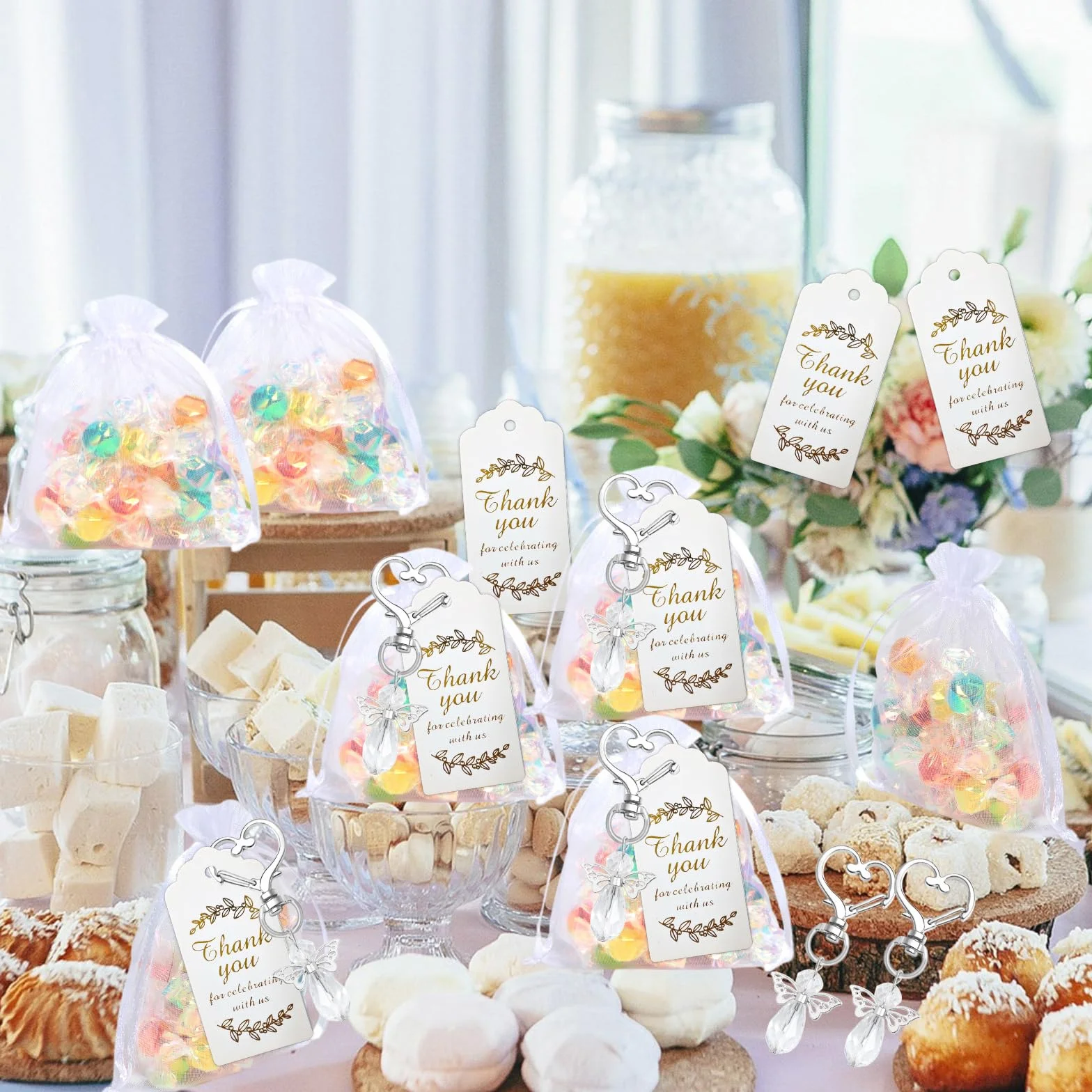 Lot de 30 porte-clés en forme d'ange, Sac Cadeau Mariage, Breloque de Mariage