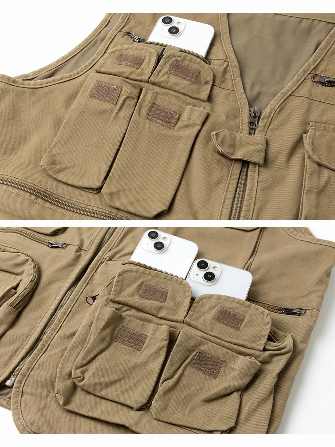 Gilet de Pêche Multipoches Léger Homme Veste Sans Manche pour Chasse Photographie