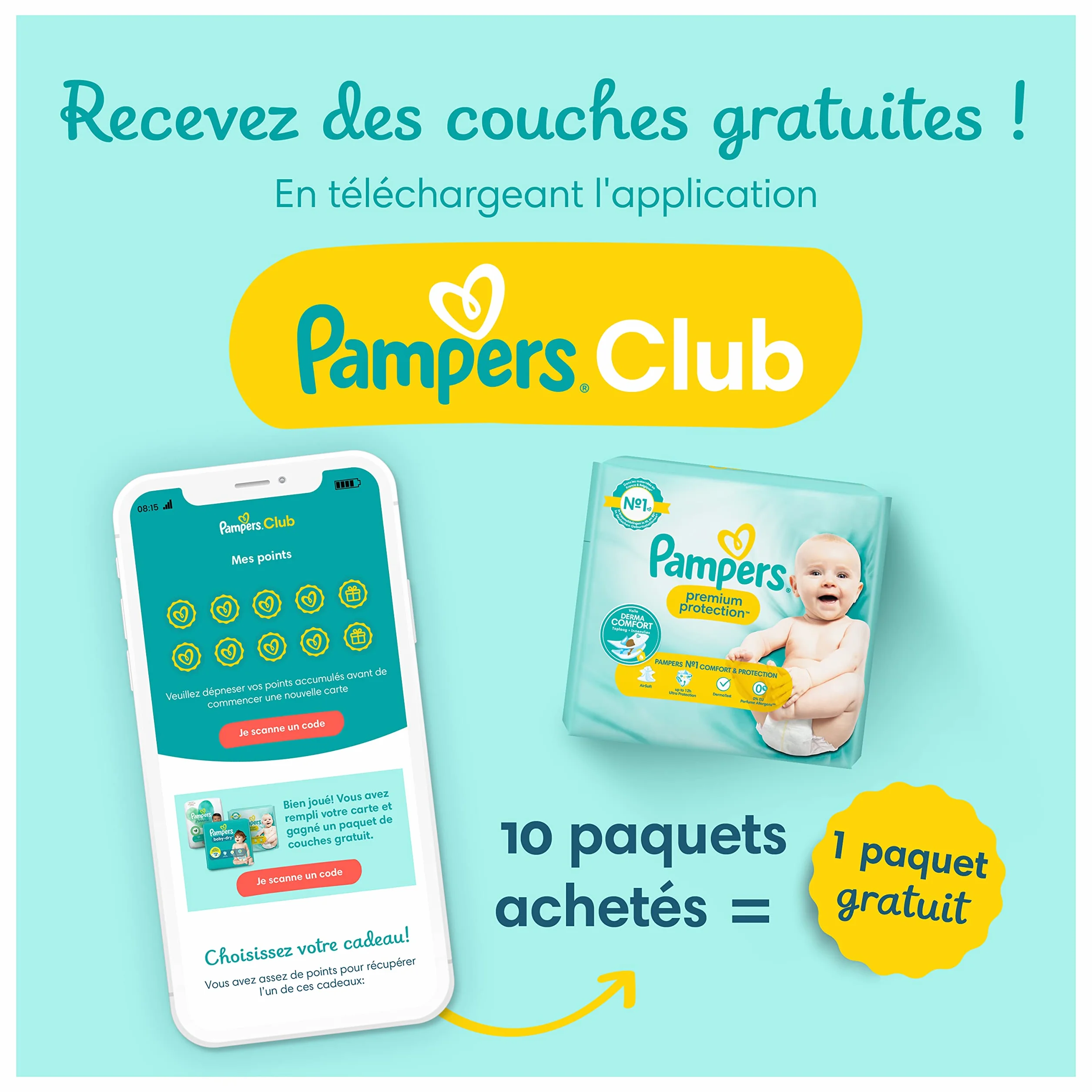 Pampers Premium Protection Taille 4 174 Couches 9-14kg Double Protection Stop & Protect
