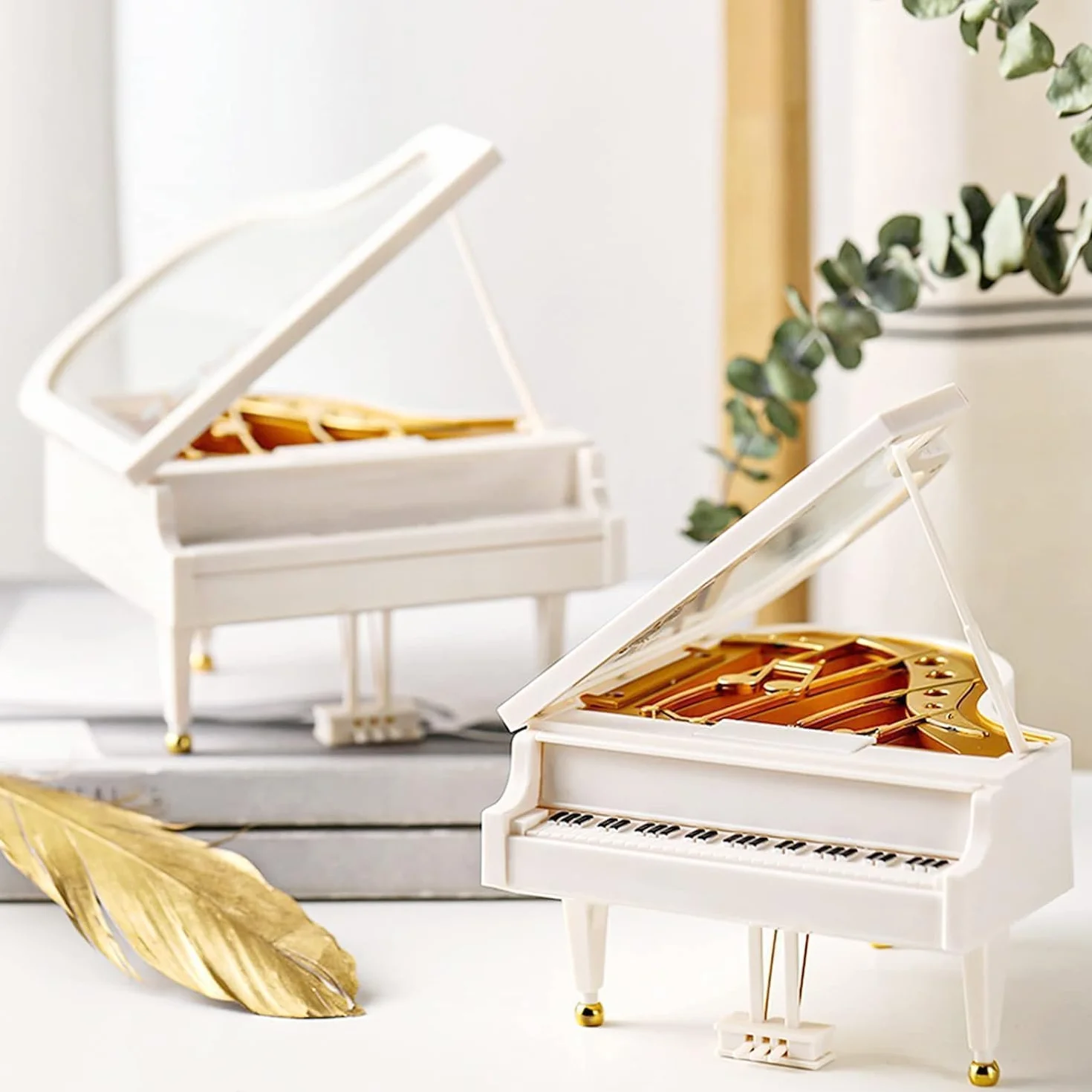 Boîte à Musique Piano Mini à Remonter pour Filles - Mélodie Classique, Blanc