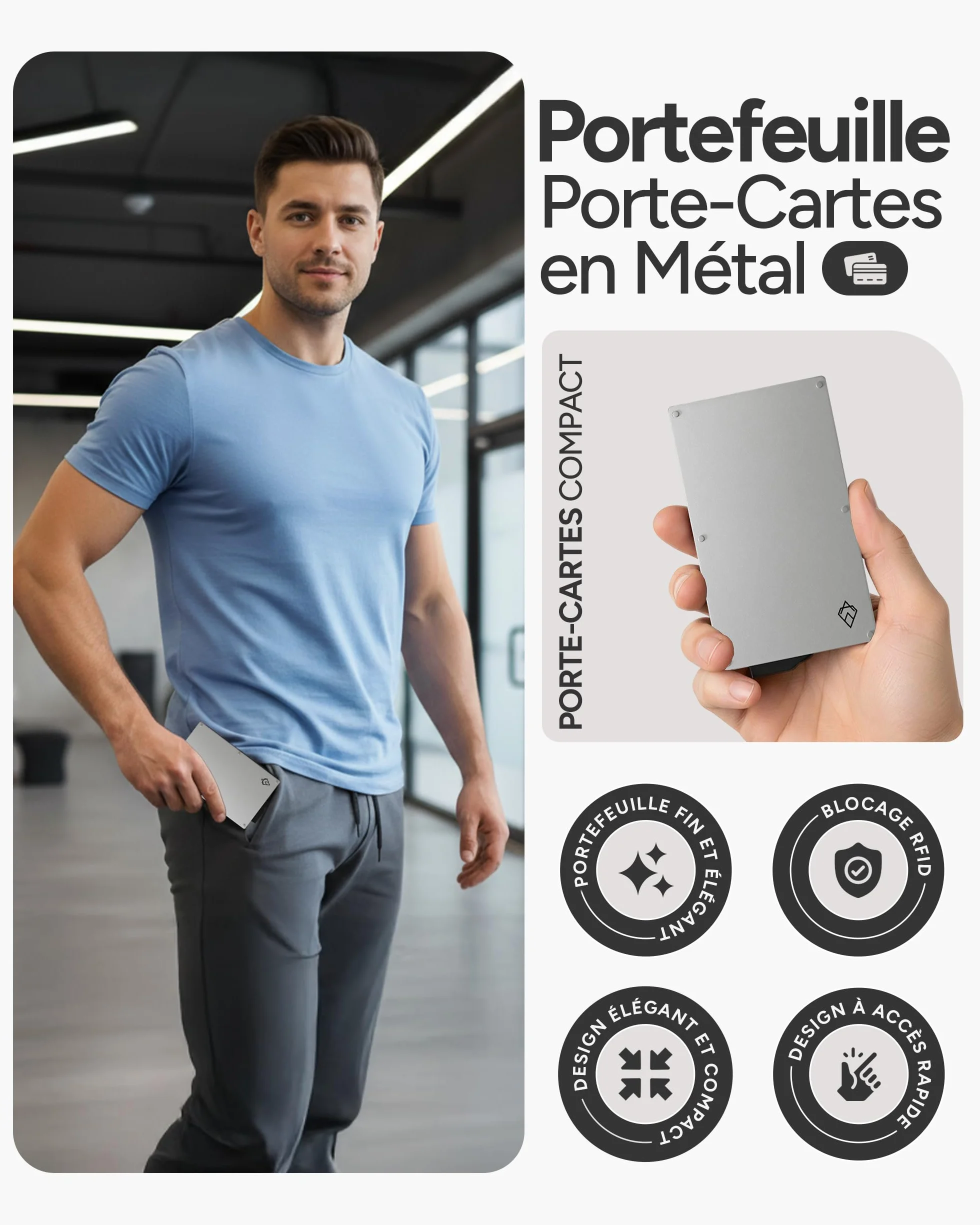 Portefeuille Homme AKIELO RFID Blocage avec Coffret Cadeau Protection Carte Bancaire sans Contact