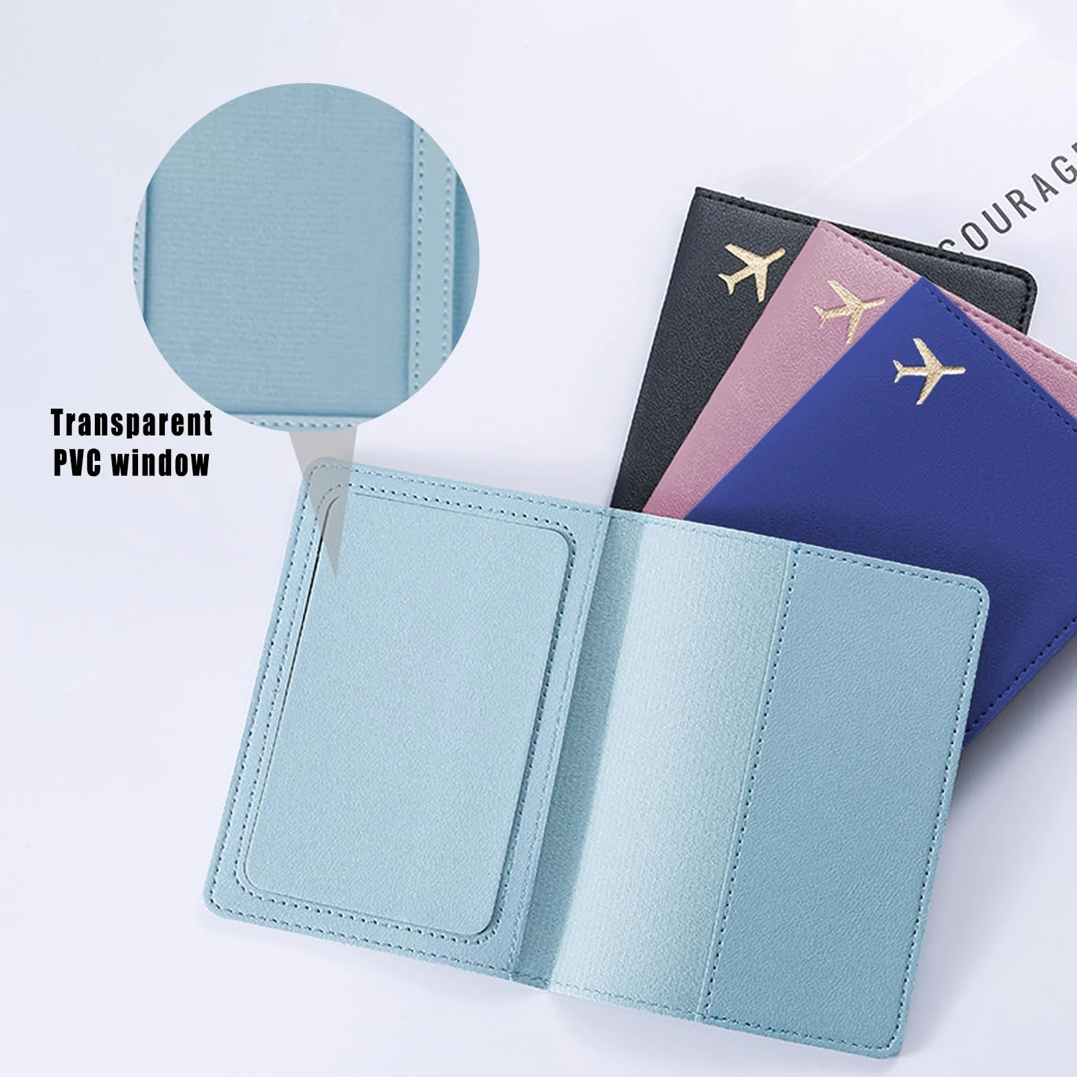 Lot de 2 Porte-passeports en Cuir Synthétique pour Documents de Voyage