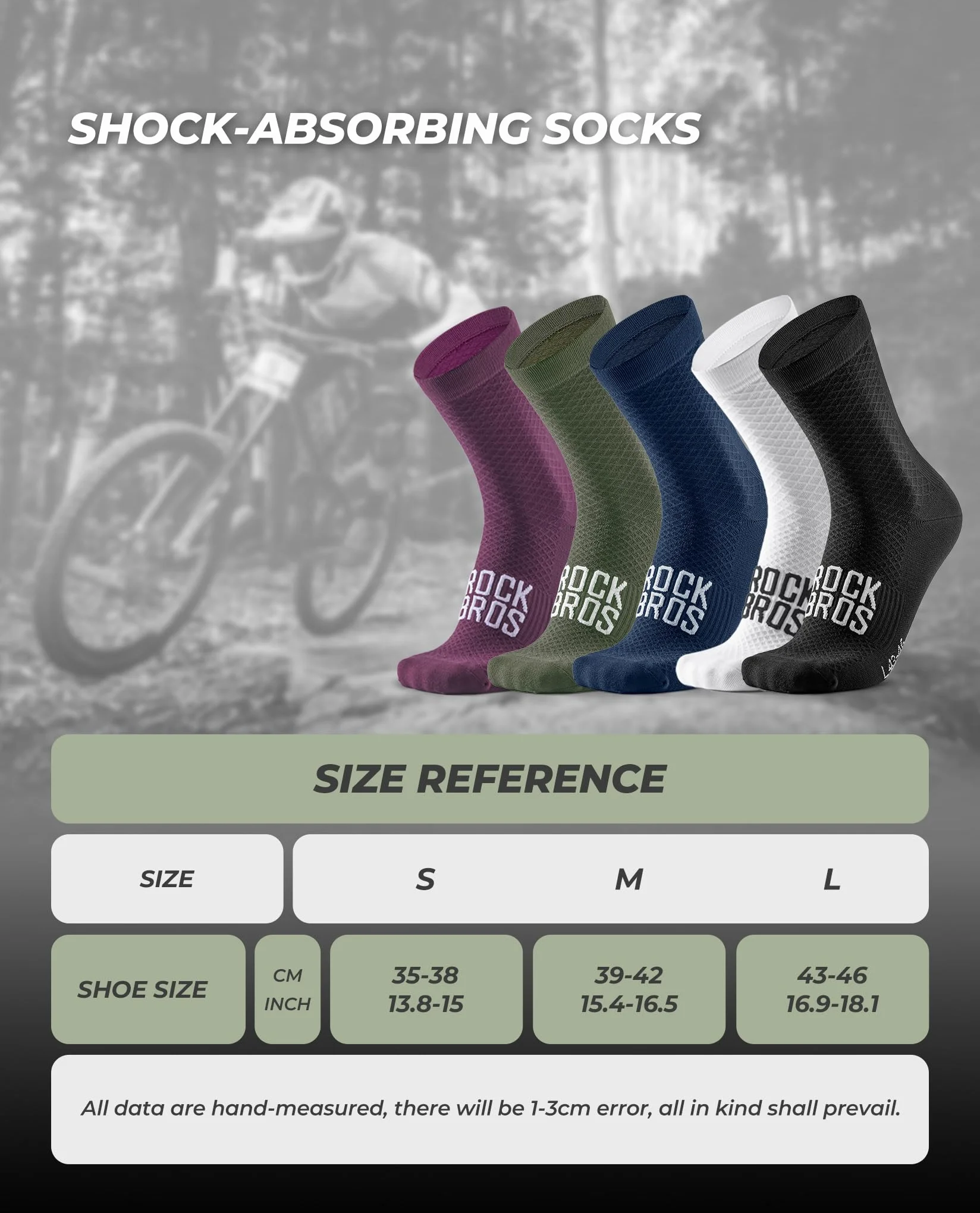 ROCKBROS Chaussettes de Vélo Coton Longues Respirantes 1 Paire