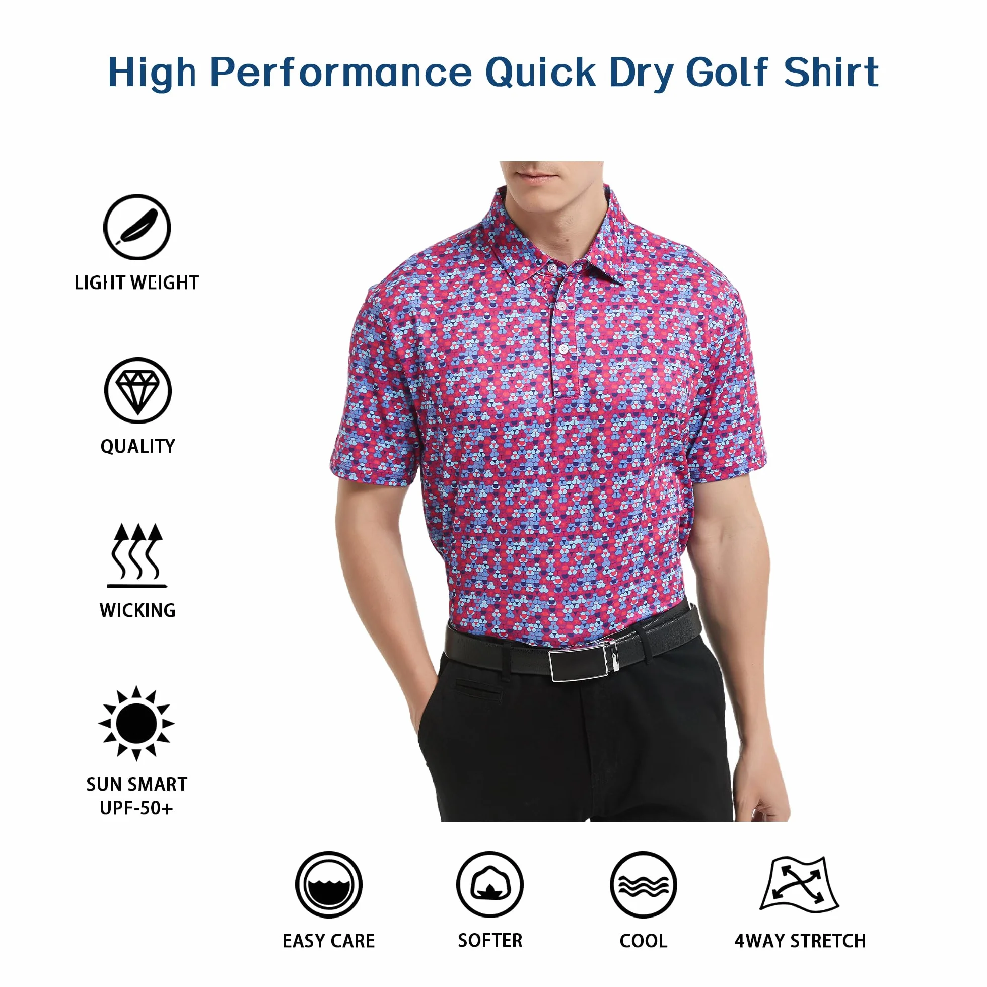 Polo de golf homme manches courtes évacuation humidité coupe sèche