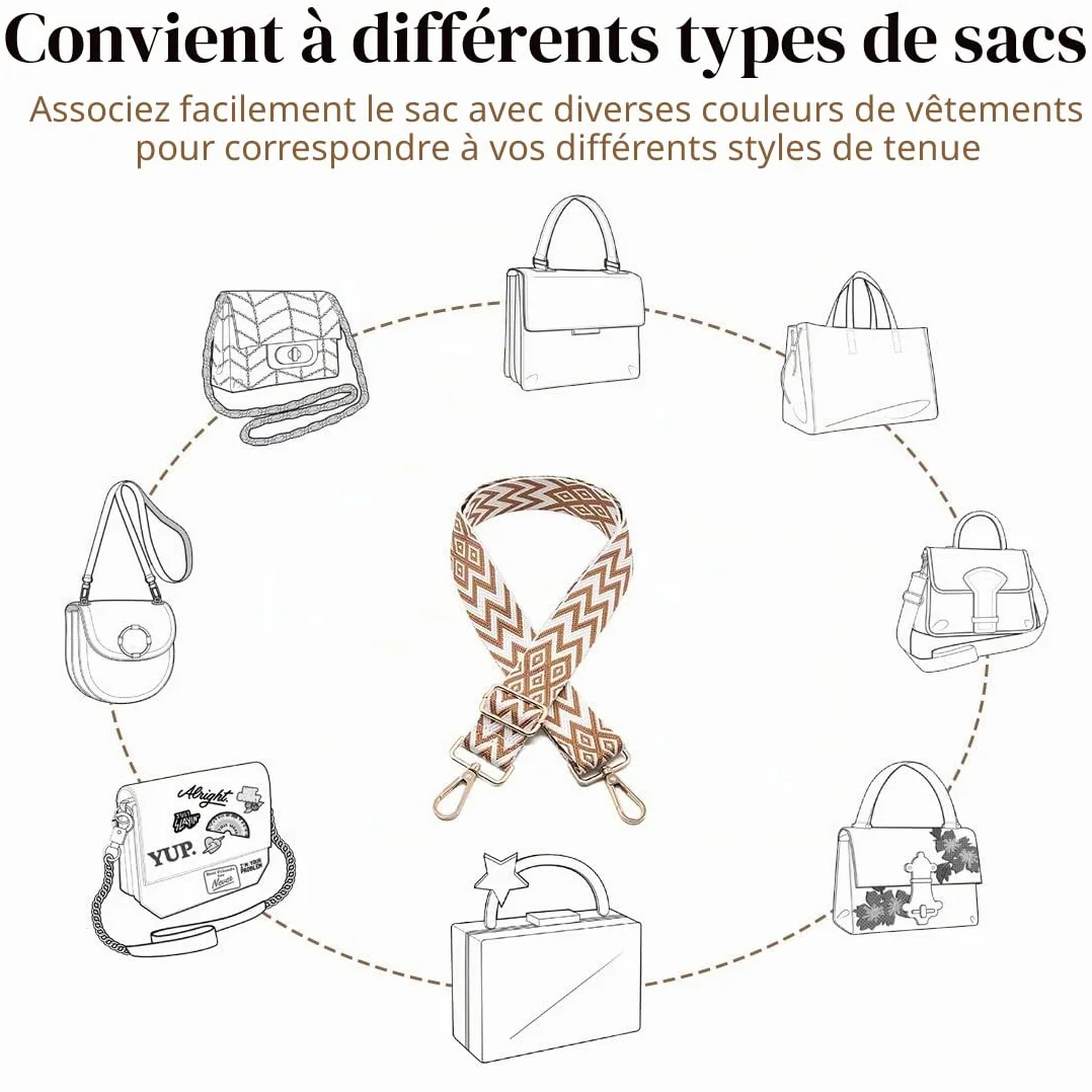 Sangle Sac Bandoulière Réglable pour Sac à Main, Remplacement
