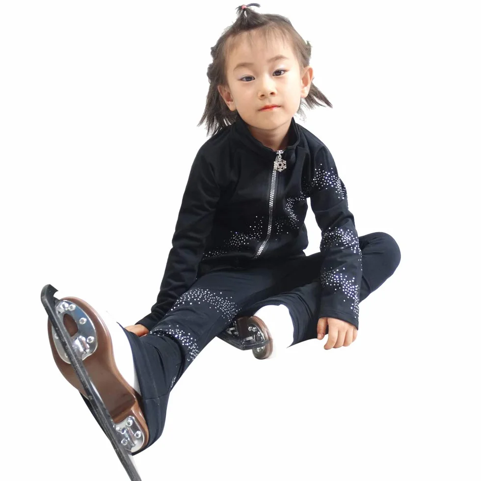 LIUHUO Veste de patinage artistique pour filles Noir entraînement spectacle
