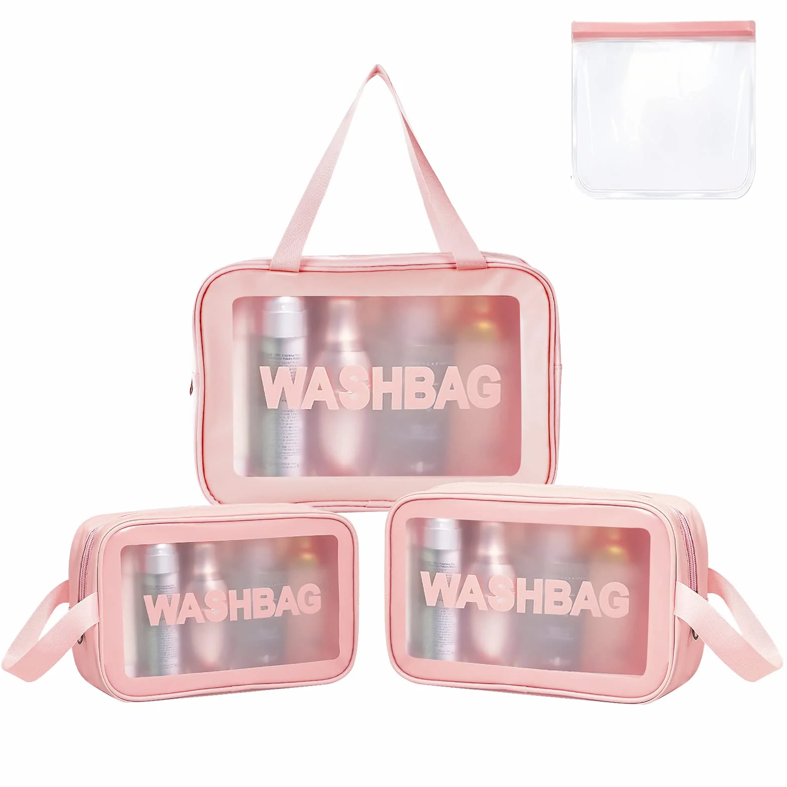 Aucuu Trousse de Toilette Transparente 3PC Set Étanche PVC Imperméable Portable Voyage avec Poignée