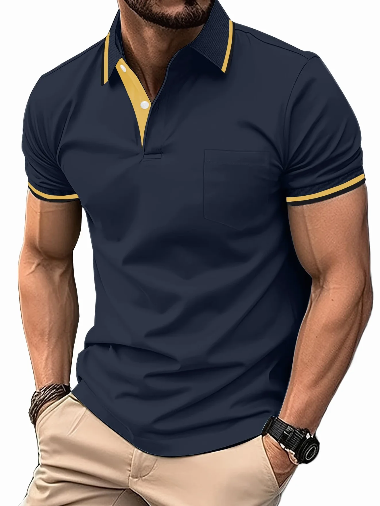 Polo Manches Courtes pour Homme Léger Golf Été Tennis Respirant