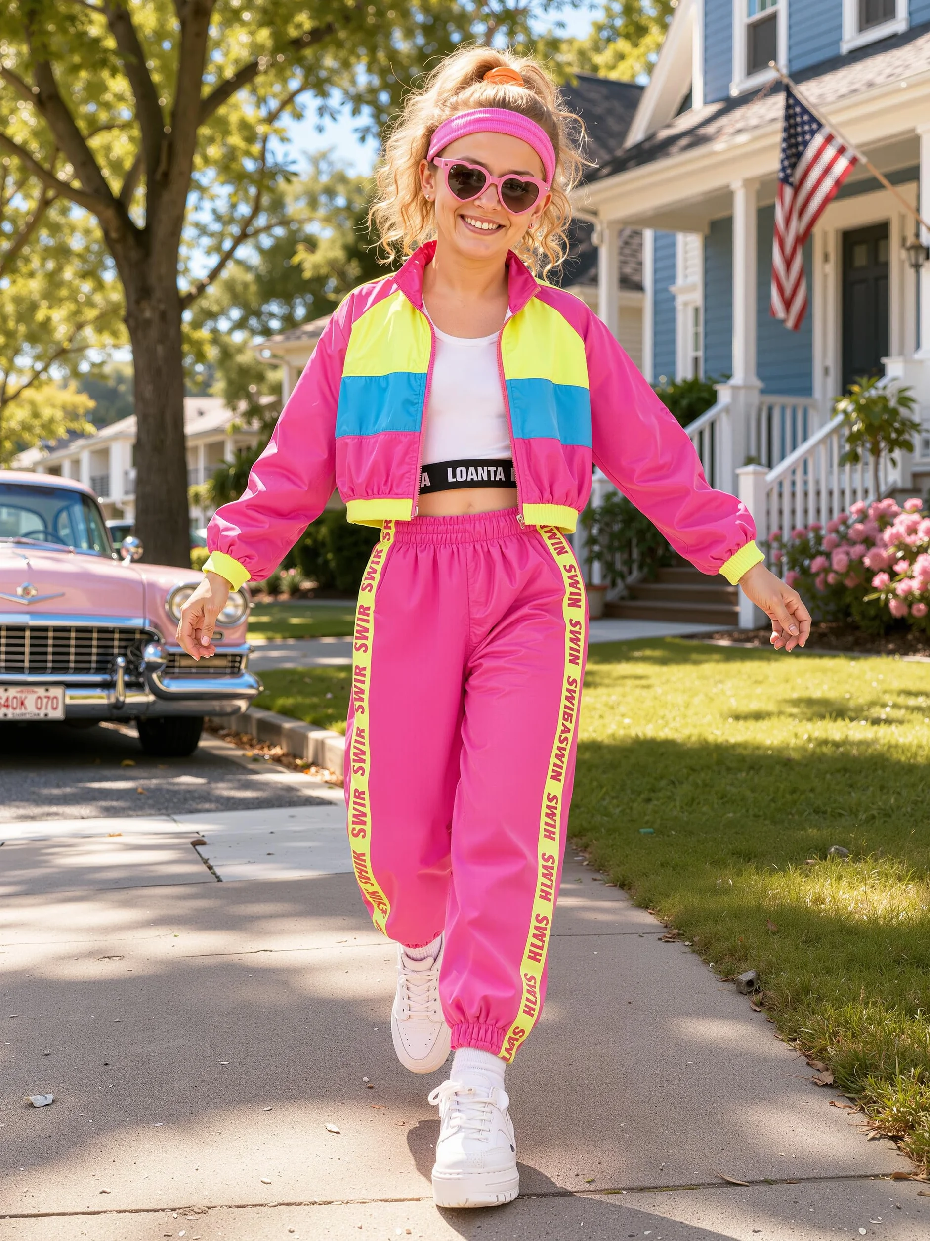 LOLANTA Ensemble 3 Pièces Hip-Hop Filles Survêtement Rétro Colorblock Années 80 4-13 Ans