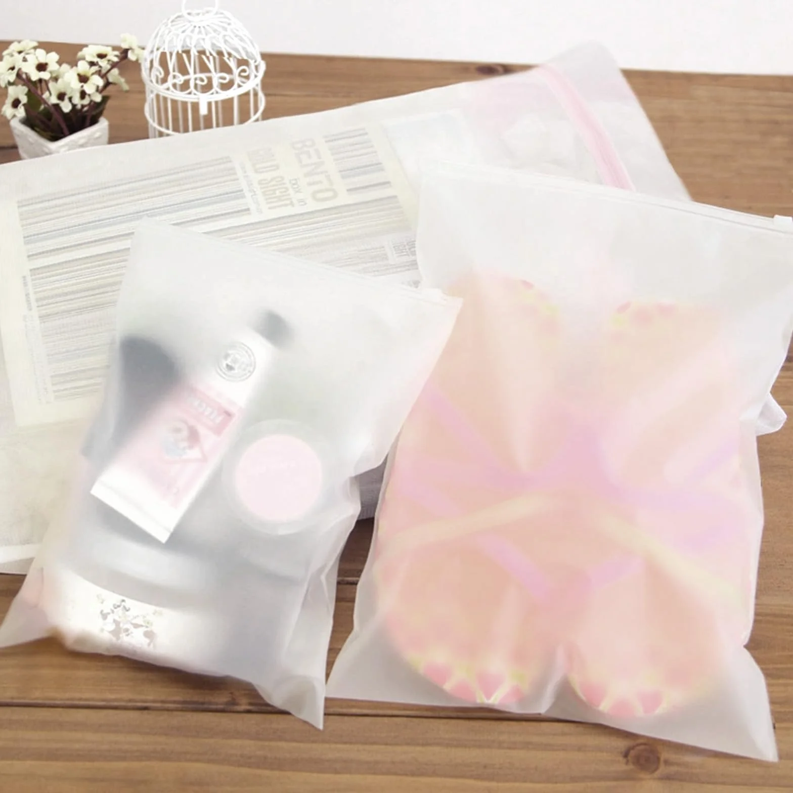 Sachets Plastiques Givrés Refermables 40 Pièces 20×30 cm Sacs Zip Mat