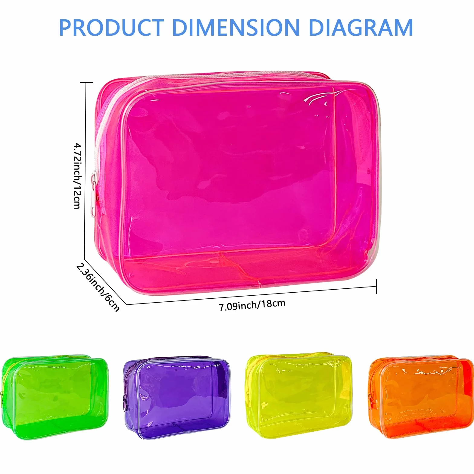 Sac cosmétique transparent PVC 18x12x6 cm imperméable approuvé TSA voyage