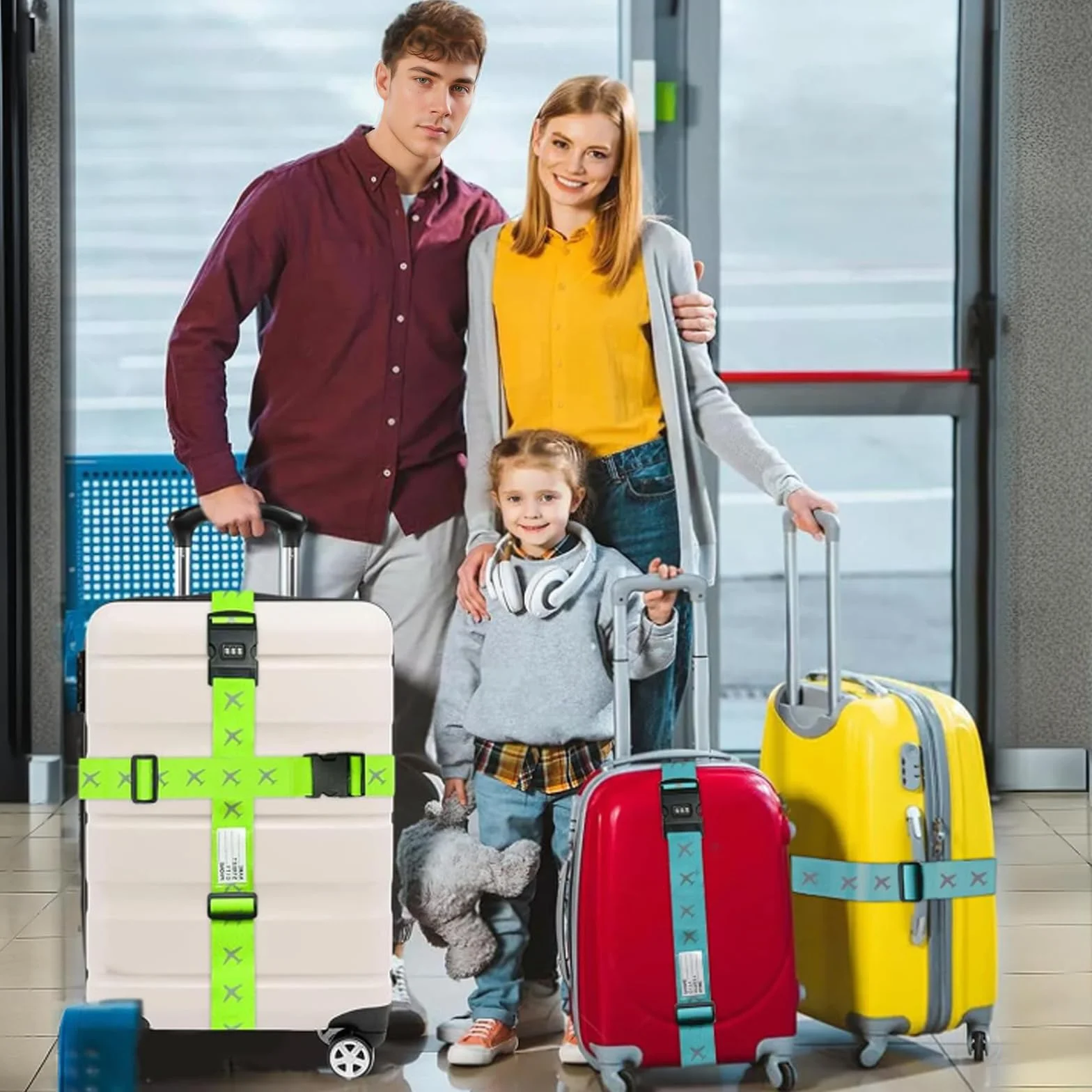 Sangle Valise Voyage avec Code 2 PCS Sécurité Couleurs Vives