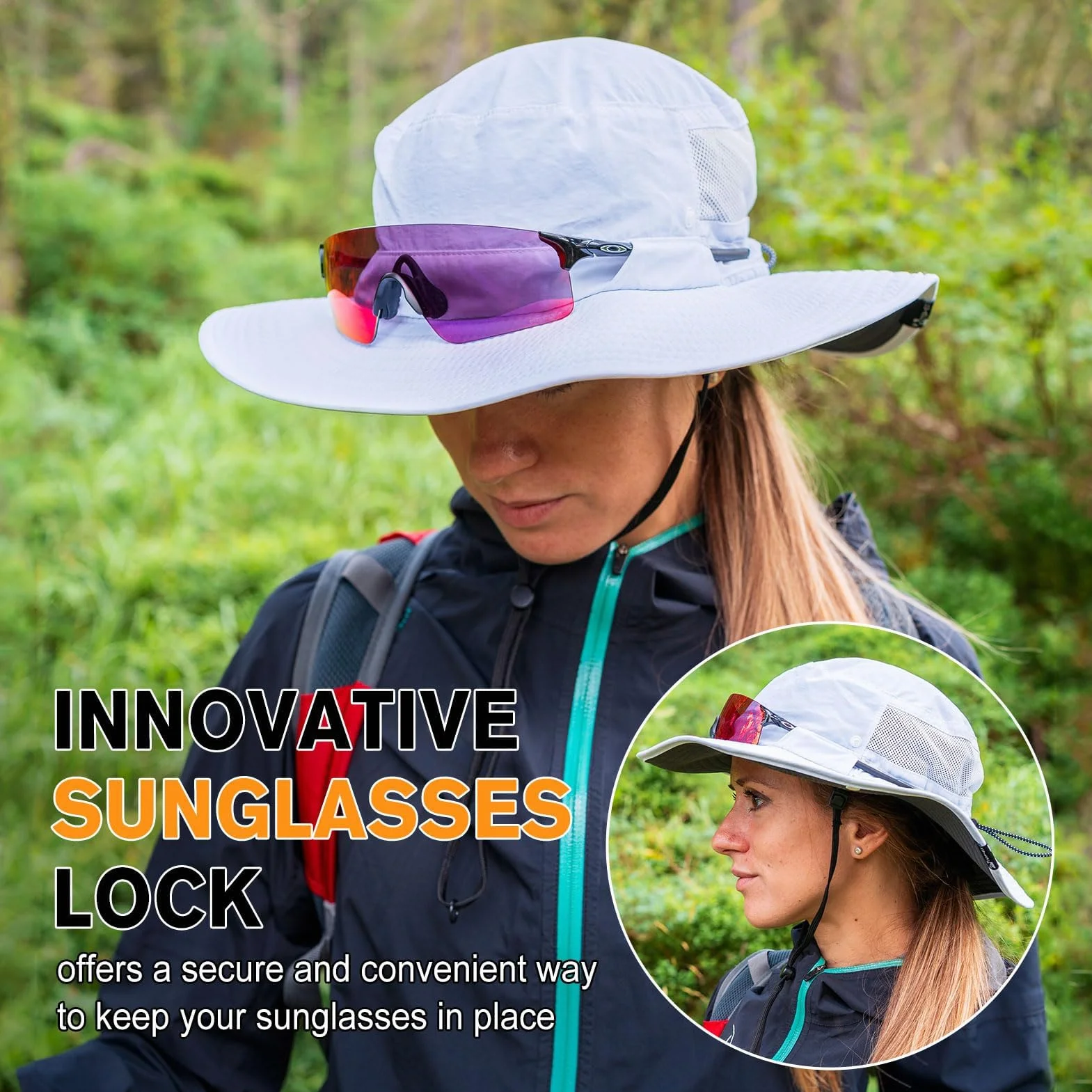 TOP-EX Chapeau de soleil imperméable à large bord avec sangle amovible et maille ventilée