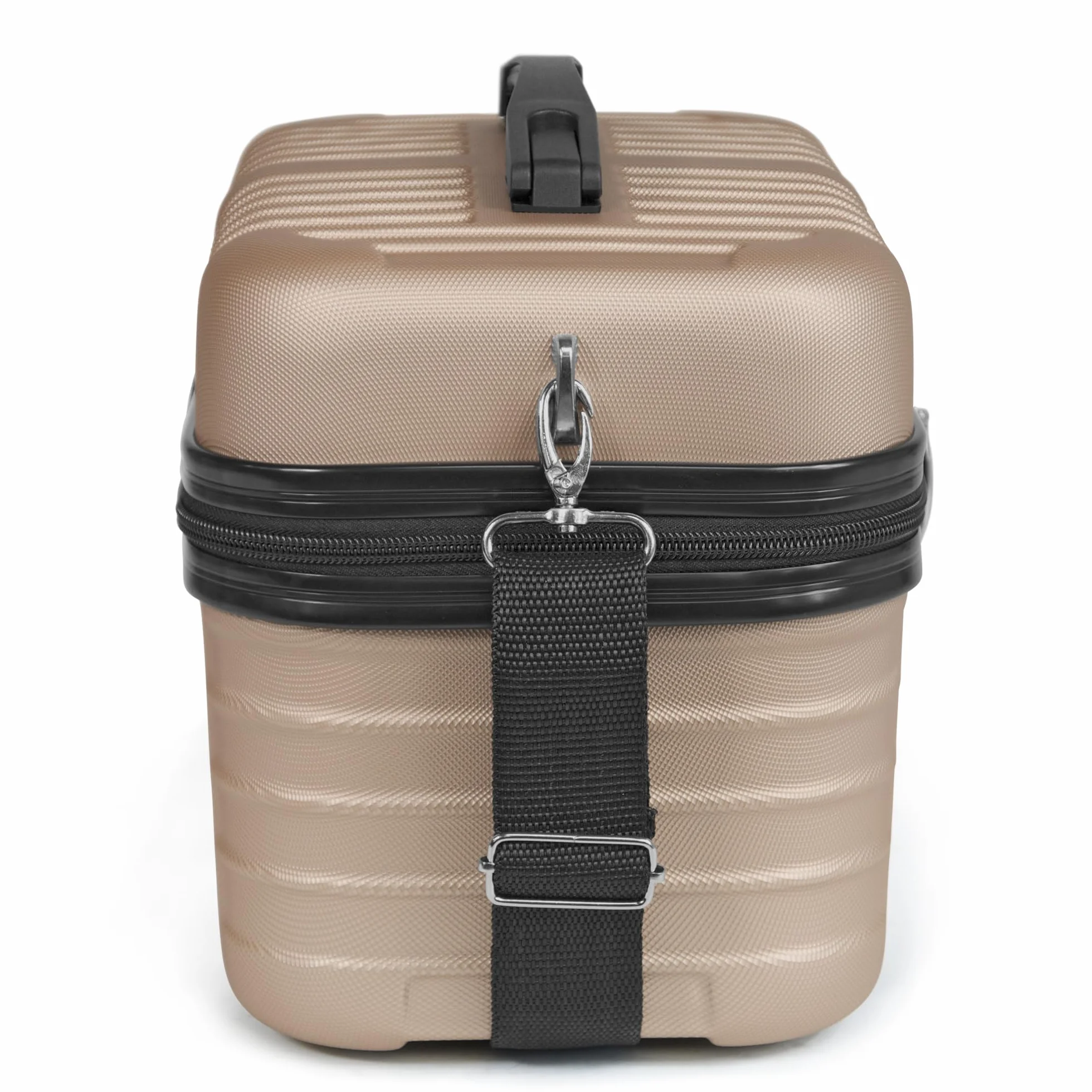 KINSTON Vanity Case Rigide à Bandoulière - Trousse de Toilette Voyage Cosmétiques - Grande capacité Champagne