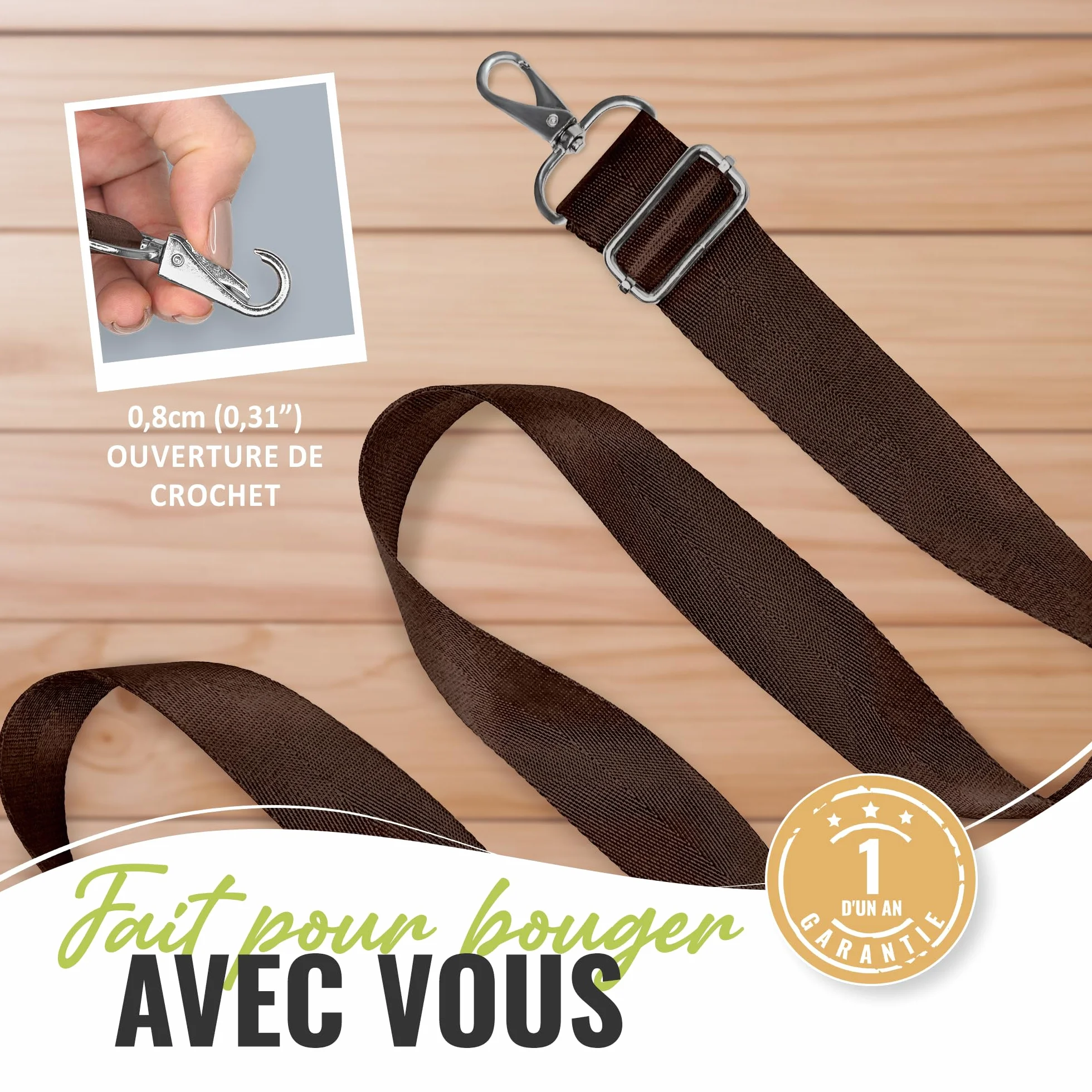 Bandoulière pour Sac 80-143cm Sangle de Rechange Universelle Ajustable