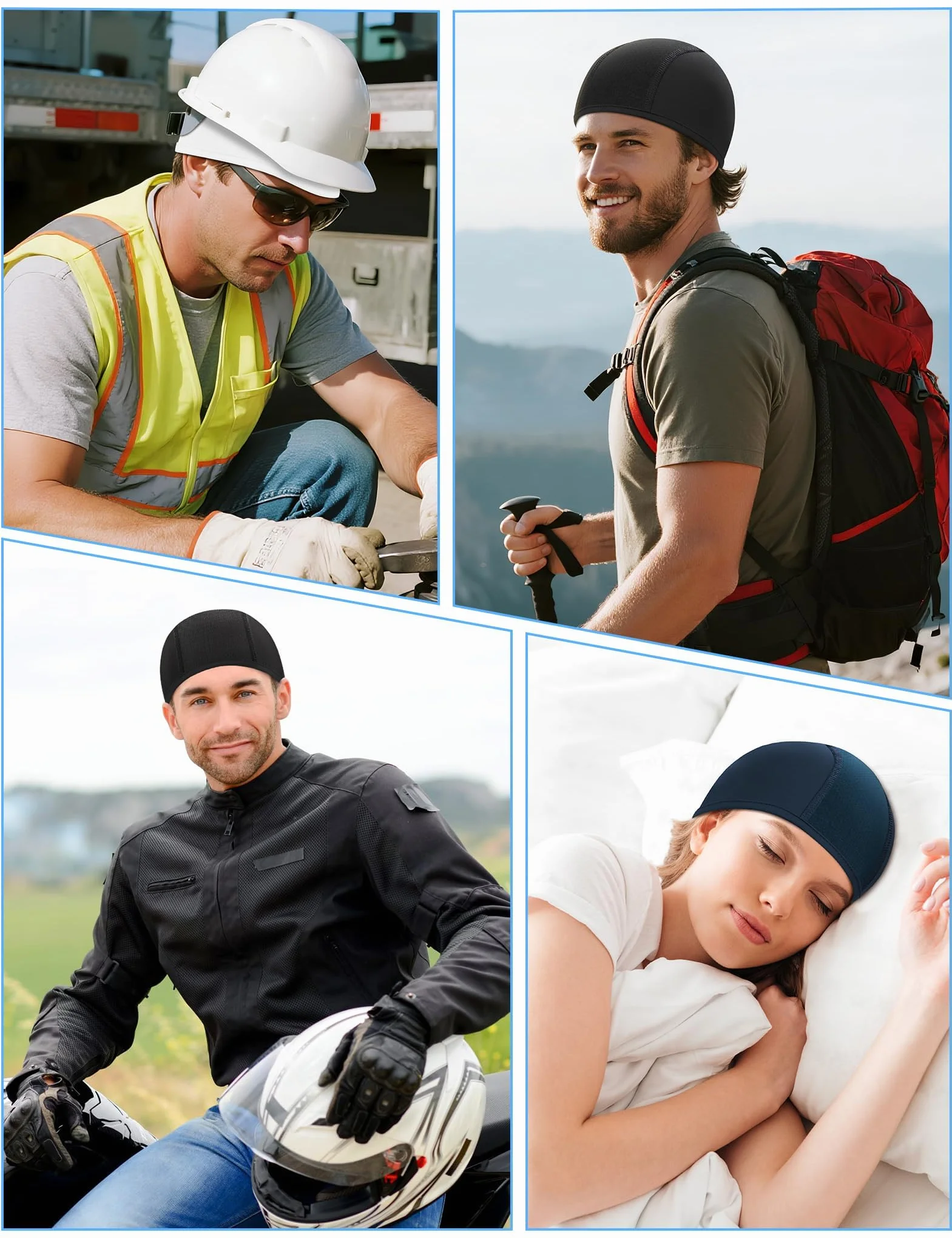 Becellen 3 Pièces Bonnet sous Casque Été Bonnets de Cyclisme Skull Cap Respirant Moto Running Léger