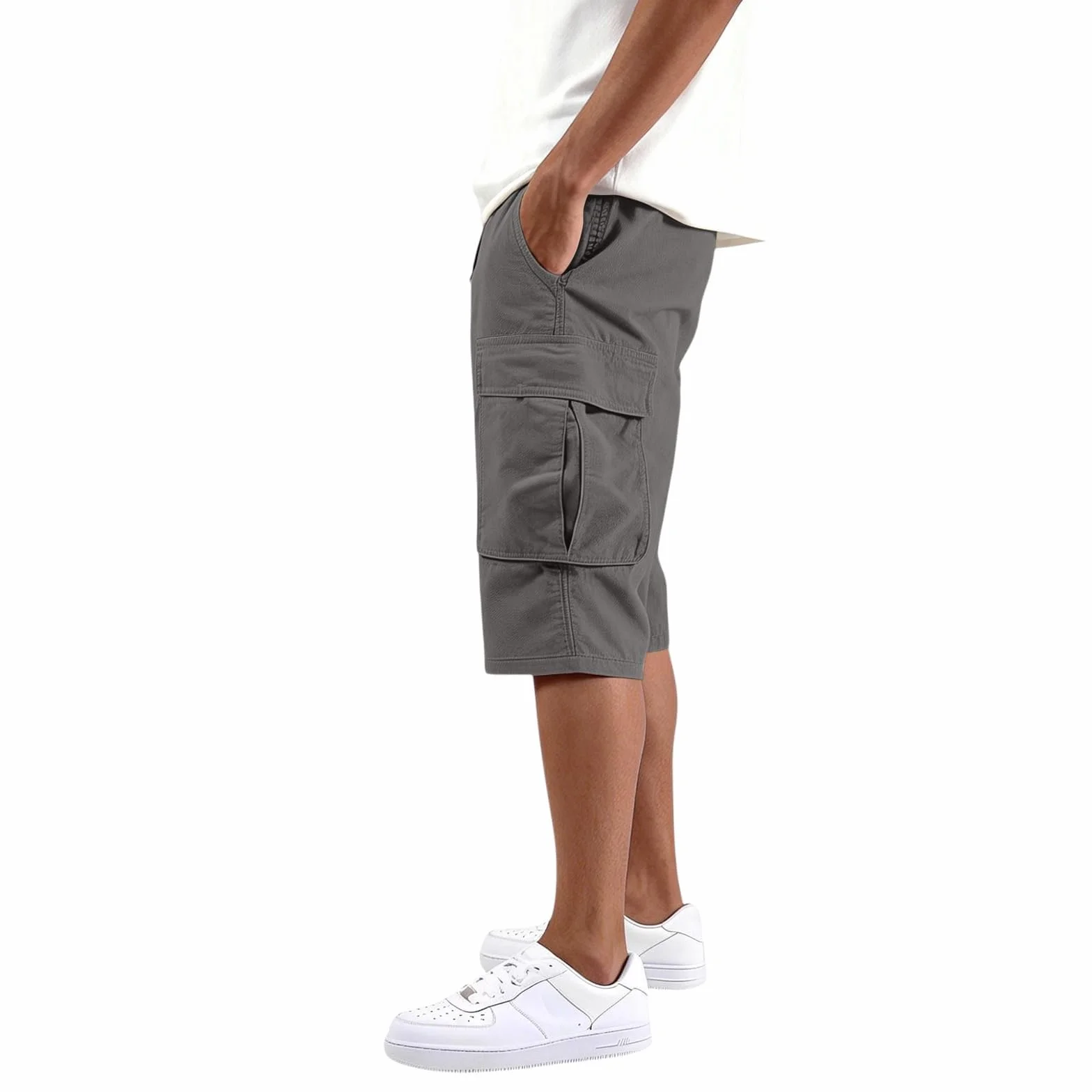 Cargo Short Homme Shorts Sport Elastique Militaire Pantacourt été Leger Court Shorts Poche Bermuda Long de Travail Randonnée Chantier