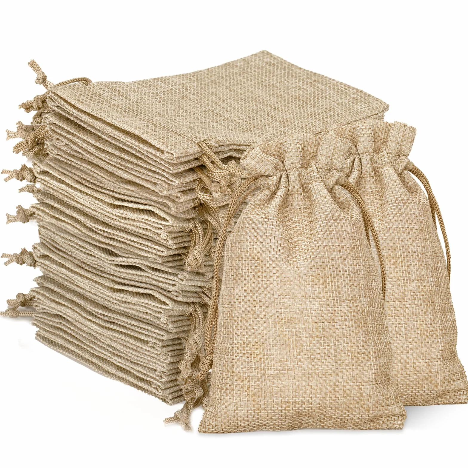 Pochon Jute 10x15cm Sac Toile de Jute avec Cordon Petite Pochette Cadeau pour Bijoux