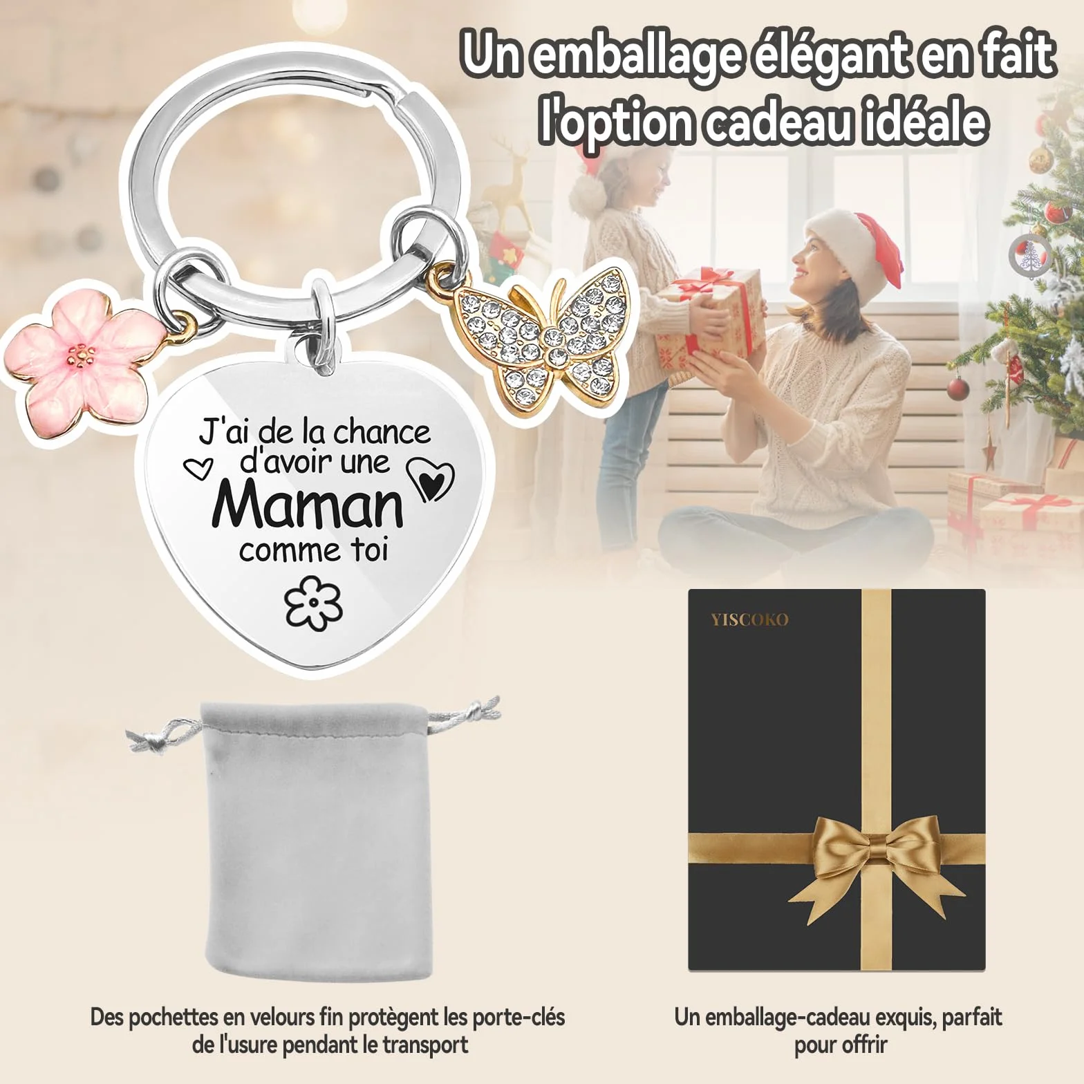 Porte-Clefs Fête des Mères Cadeau Maman Anniversaire Noël