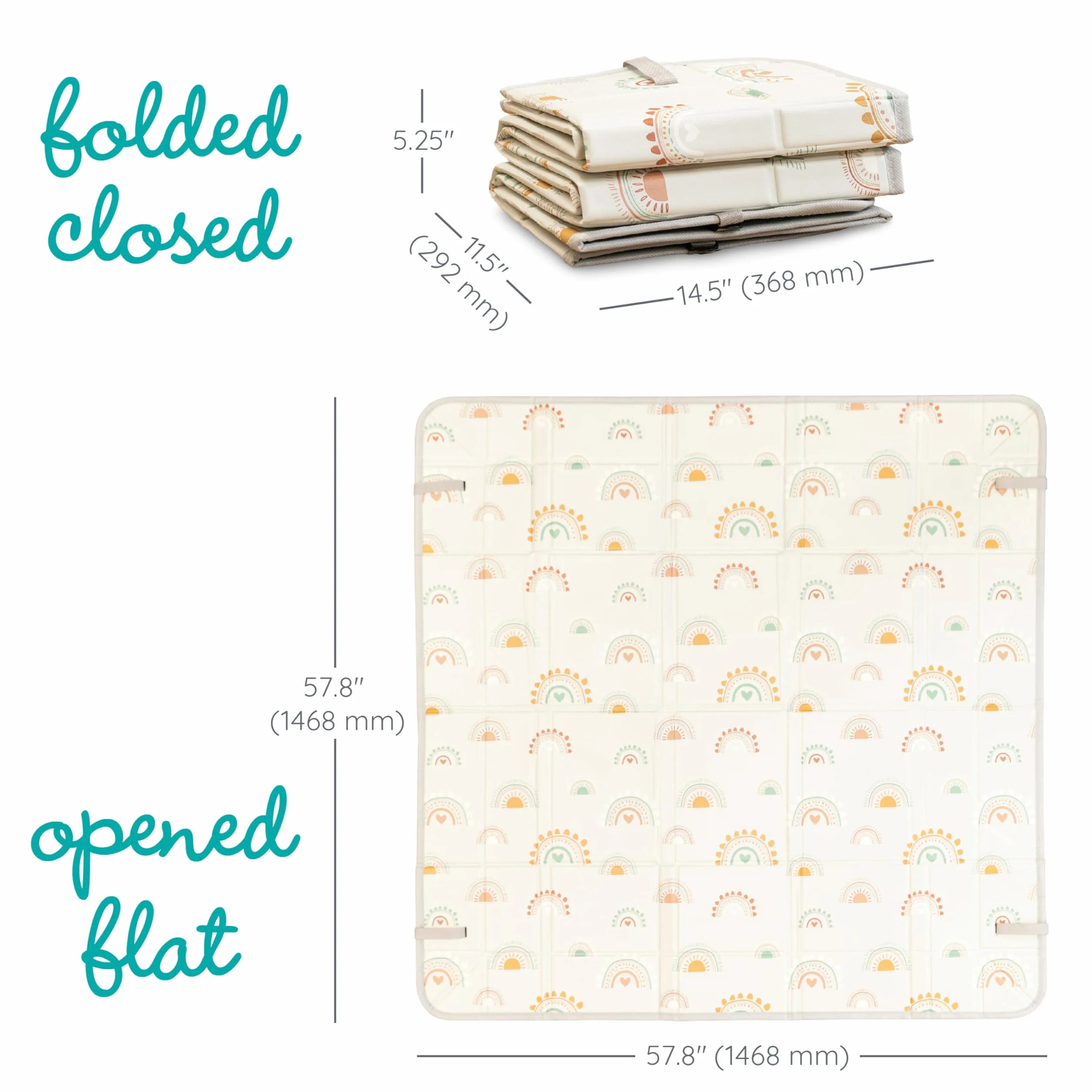 Infantino Tapis d’Éveil Pliable en Mousse Souple, Très Grande Taille, Antidérapant, Arcs-en-ciel