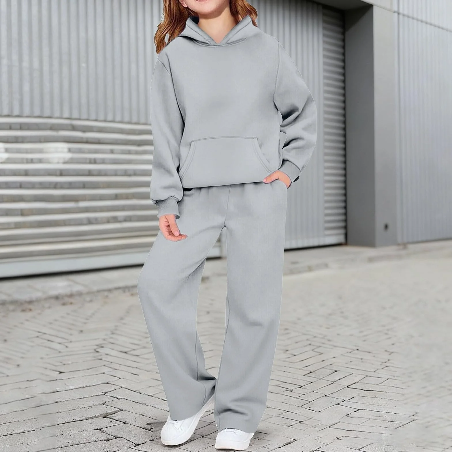 Ensemble de survêtement 2 pièces pour fille - Sweat à capuche et pantalon jogging tenue d'école
