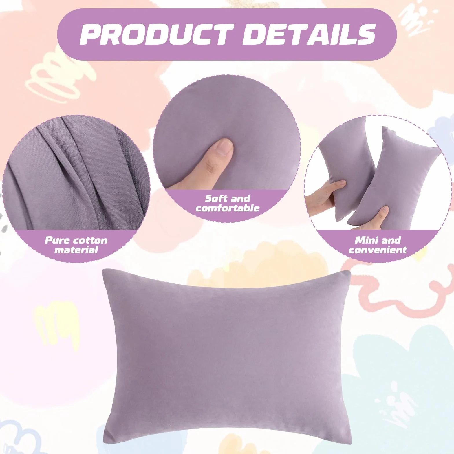 Plushcewt Mini Oreiller de Voyage en Coton Lavable 27,9 x 17,8 cm