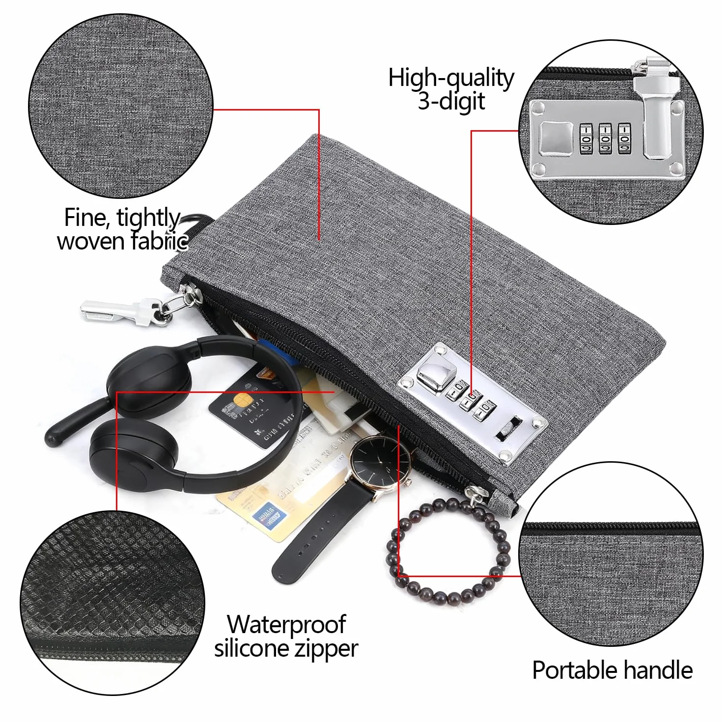 Mini Coffre Fort 25×17 cm Sac à Documents avec Serrure Protection Passeport