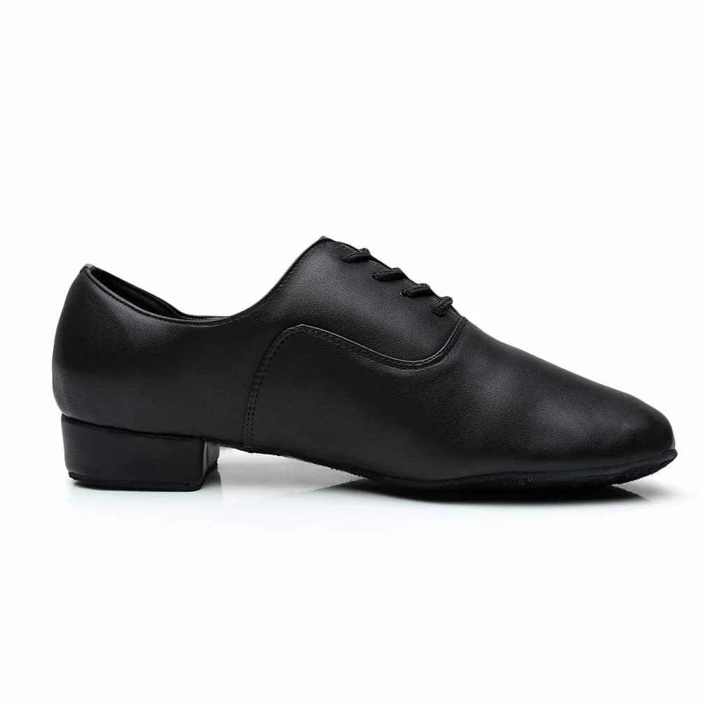 Danse élégante Ronde en Cuir Noir Morden Jazz Latin Hommes Chaussures Ballroom Demi Semelles