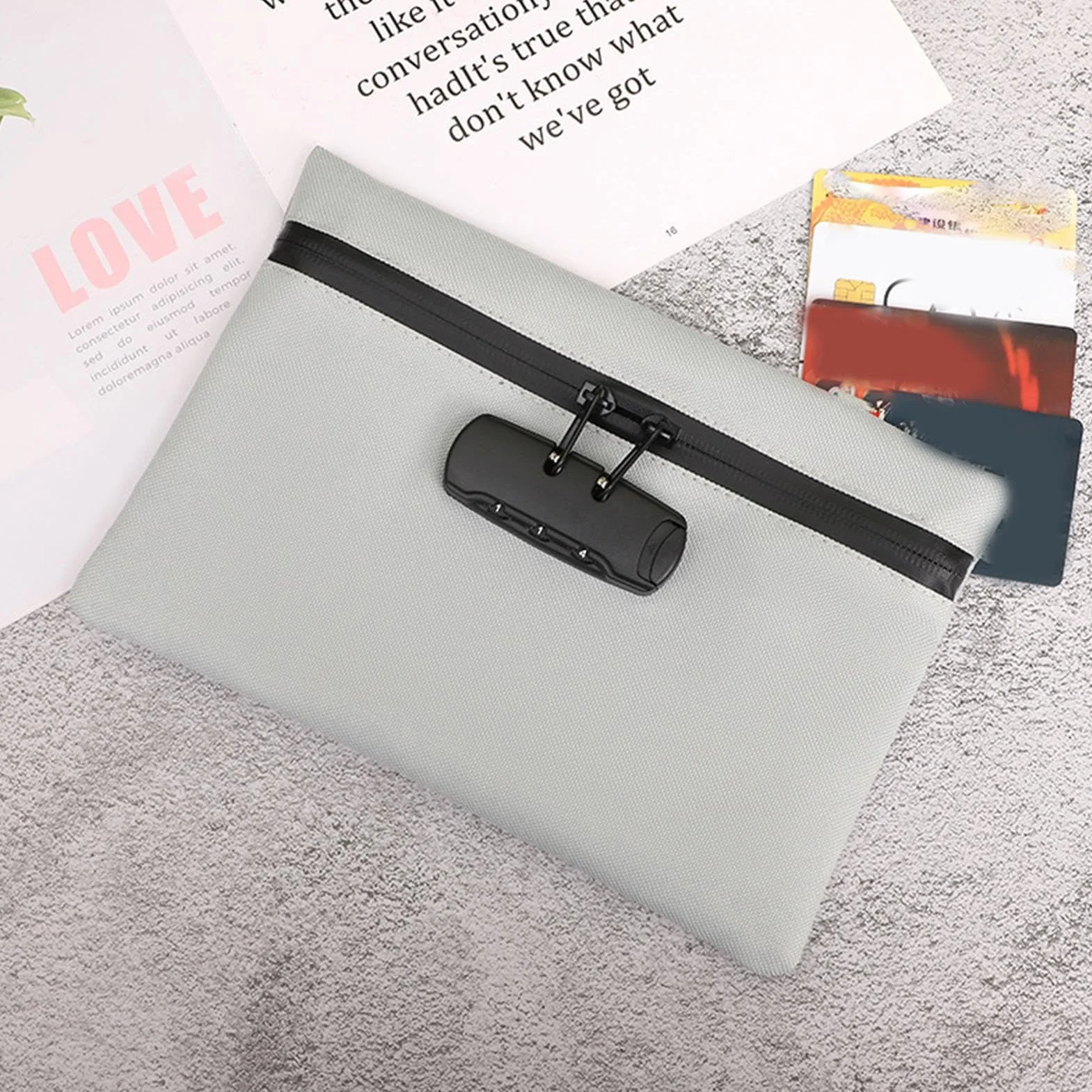 Sac Avec Serrure Pochette Sécurisée Organisateur Étanche Portable Voyage Bureau École