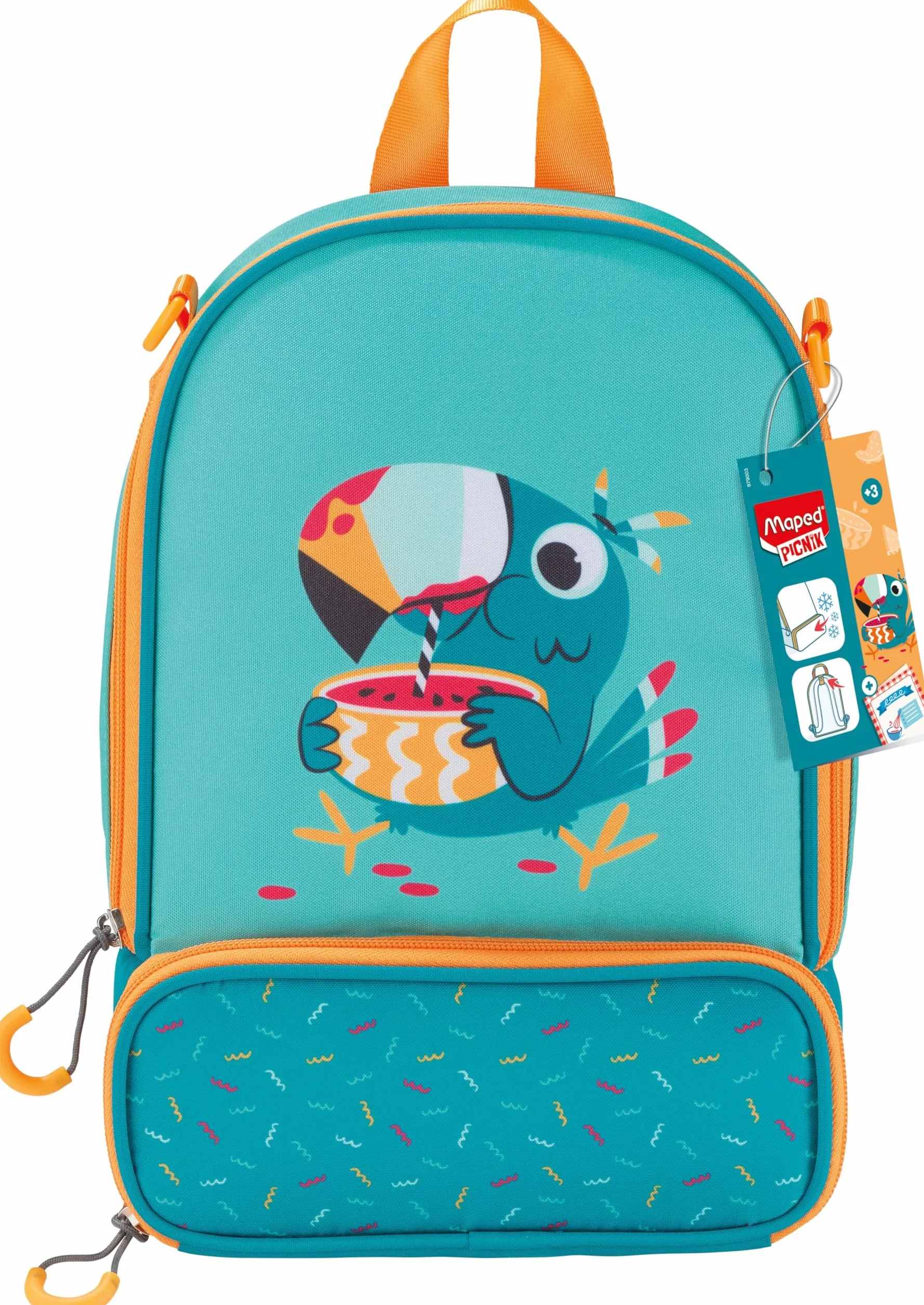 Maped Picnik Sac Isotherme Toucan Vert Fluo Double Compartiment Bandouilière Amovible
