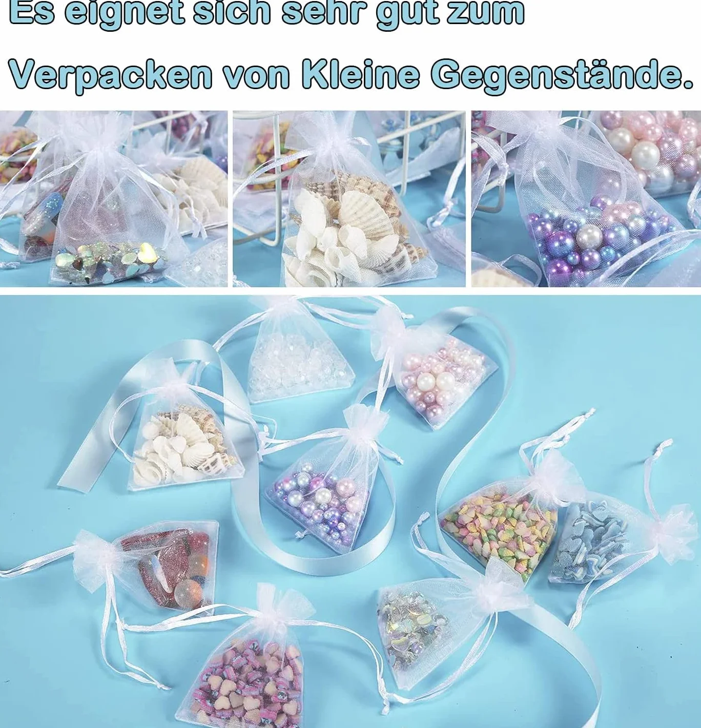 Lot de 50 sachets en organza blanc 7 x 9 cm pochette cadeau mariage